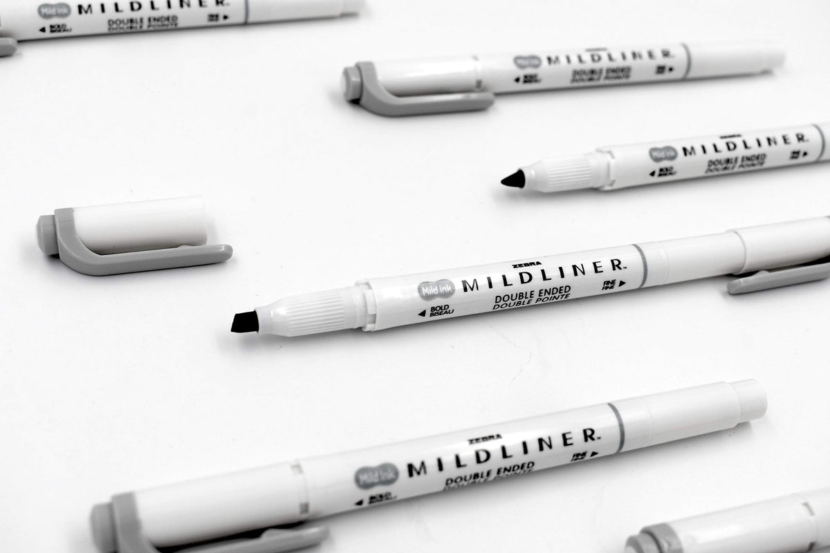 Zebra Pen MILDLINER No Bleed Highlighter, Gray Color, Dual Tip, 12-Pack