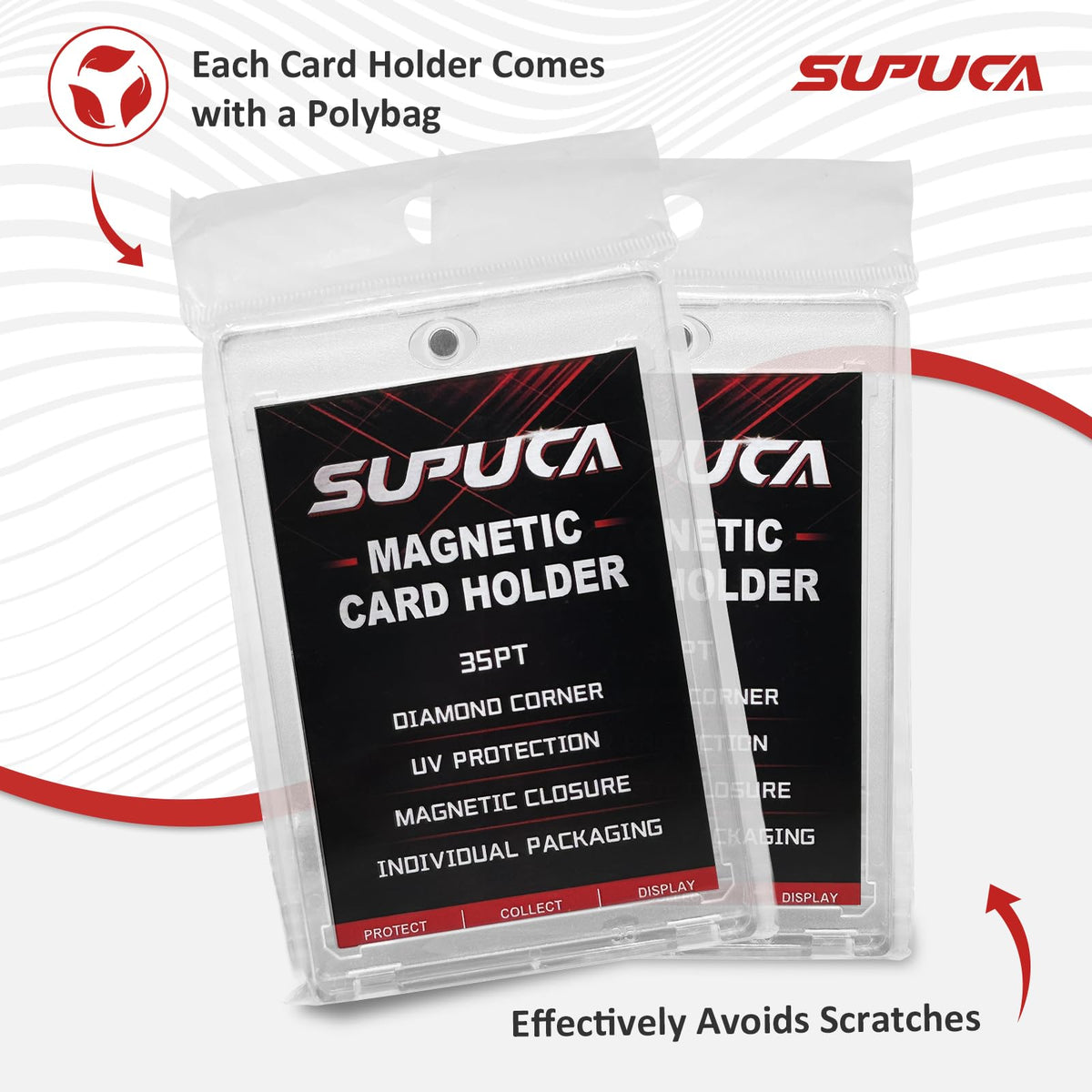 Supuca Magnetic Card Holder 20 Pack, 35PT One Touch Card Holder