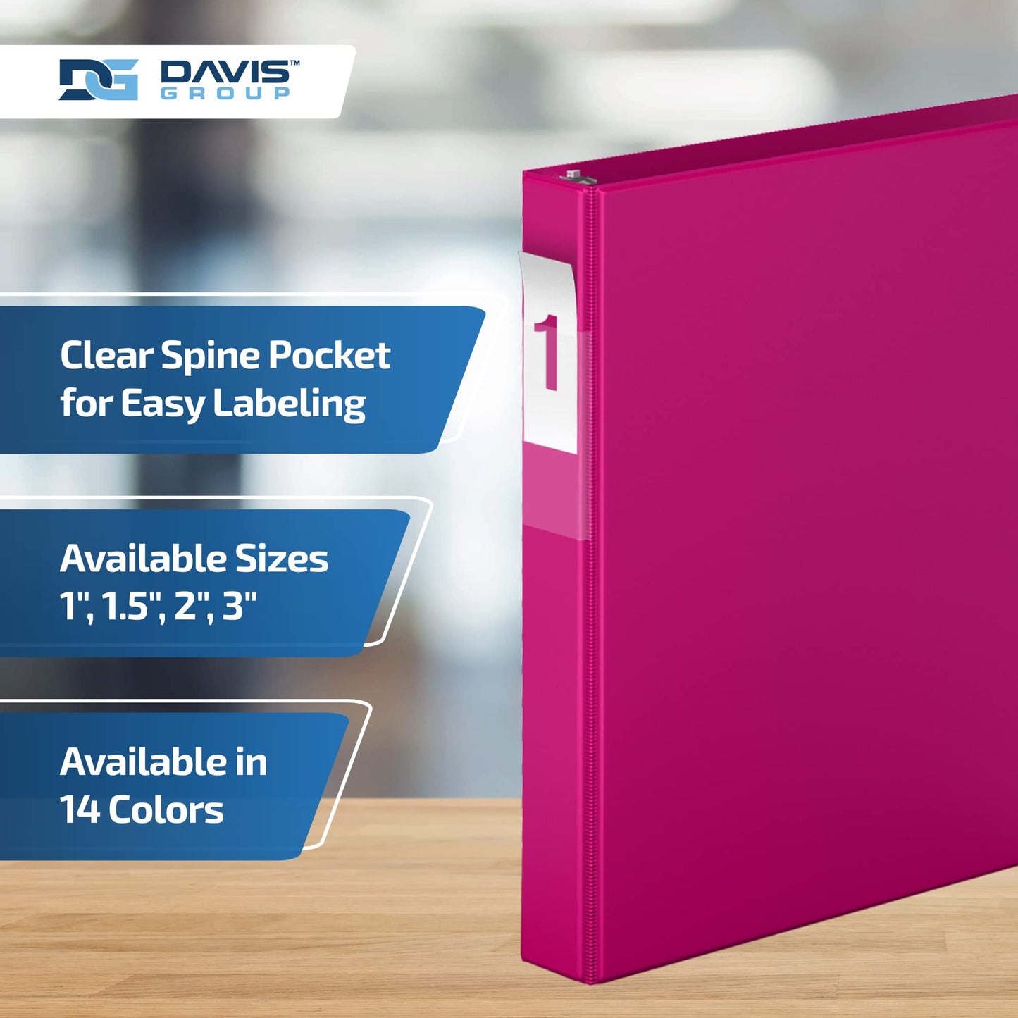 Premium Economy 3-Ring Binder, Spine Label, 1" D Rings, Pink, 6 Pack