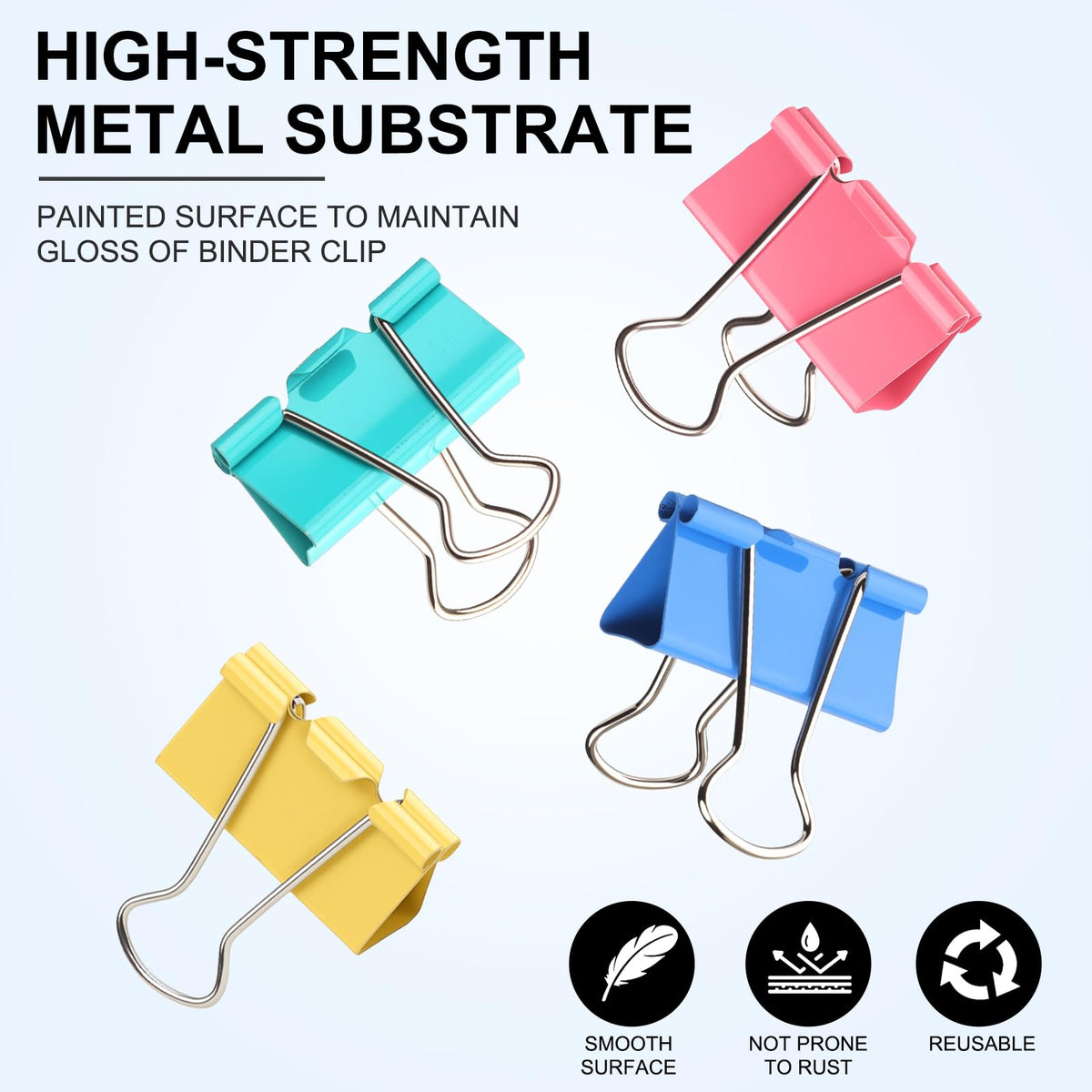 Colored Binder Clips,Medium Binder Clip 1.25 Inch (48 Pack) with Container