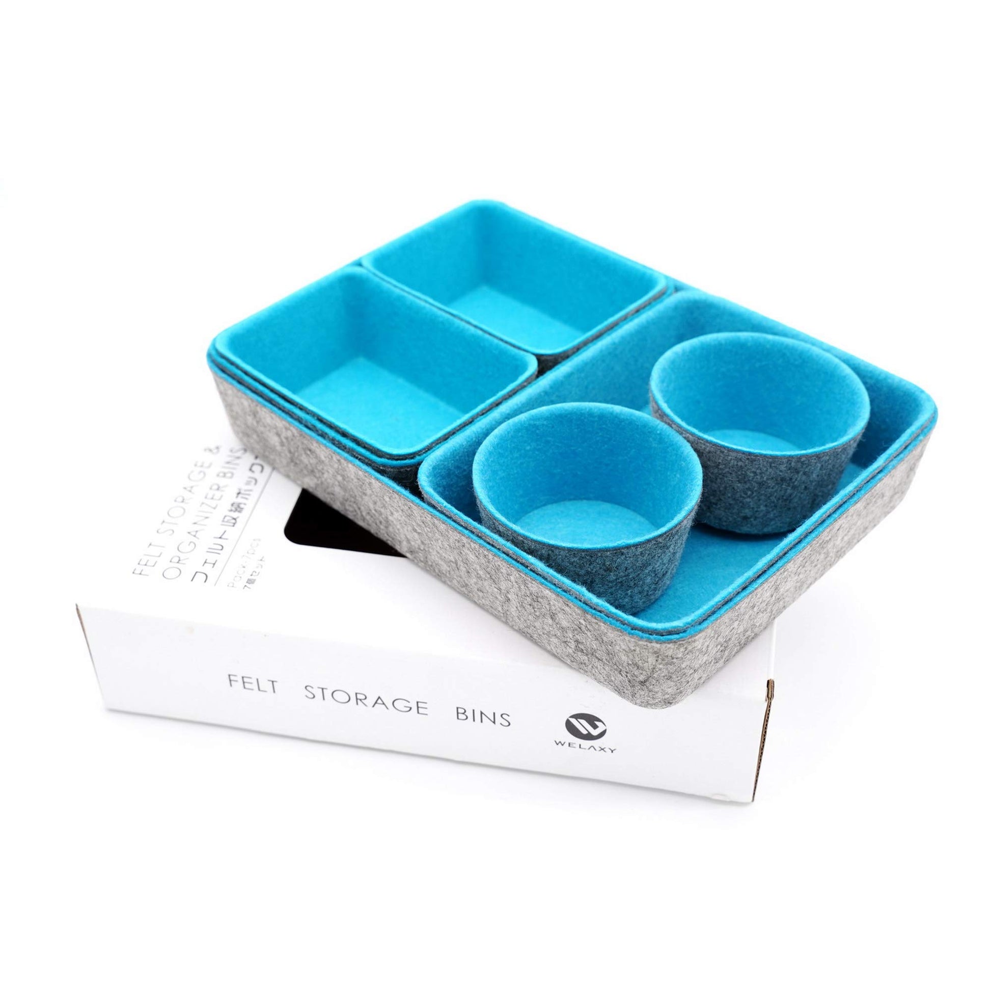 Welaxy Drawer organizers bins felt tray desk storage bins dividers small organizing box for office