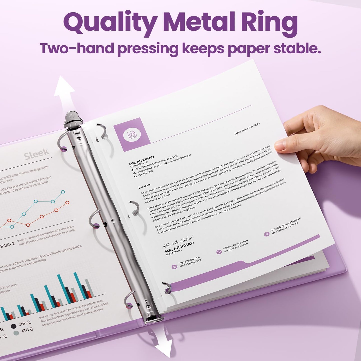 SUNEE 3 Ring Binder 1 Inch 2 Pack, Clear View Binder Three Ring PVC-Free (Fit 8.5x11 Inches) for