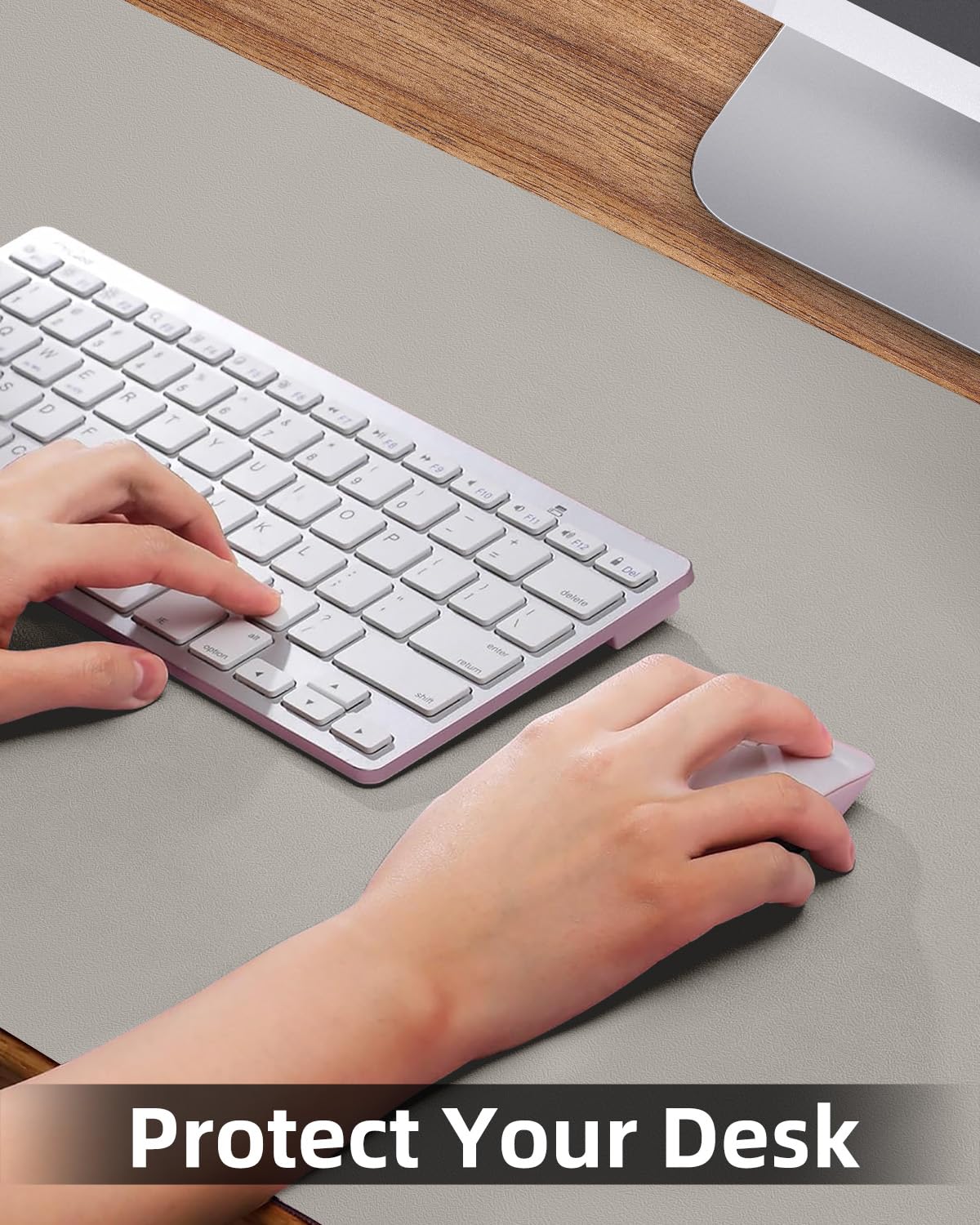Leather Desk Pad & Protector, Large Mouse Pad & Blotter, Non-Slip PU Leather Desk Cover Mat, Light