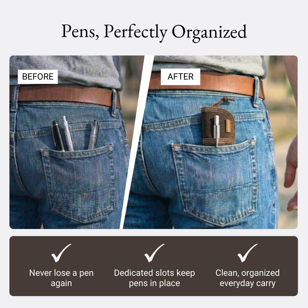 LOCHBY® Duo Pen Pouch | Slim and Elegant Pen Pouch, Durable Waxed Canvas, Lightly Padded for