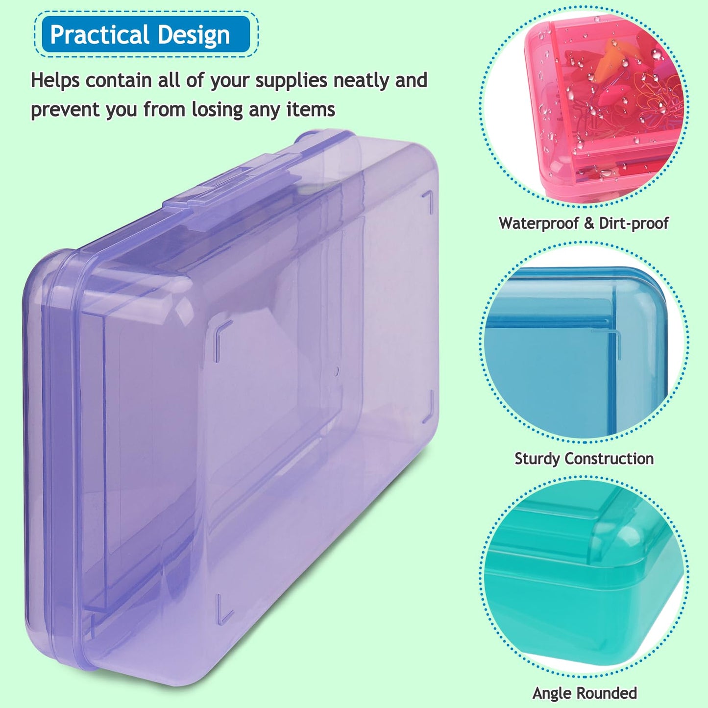 SFLHHDM Large Pencil Box, Double Layer Capacity Pencil Holders, Hard Pen Case with Snap-tight Lid