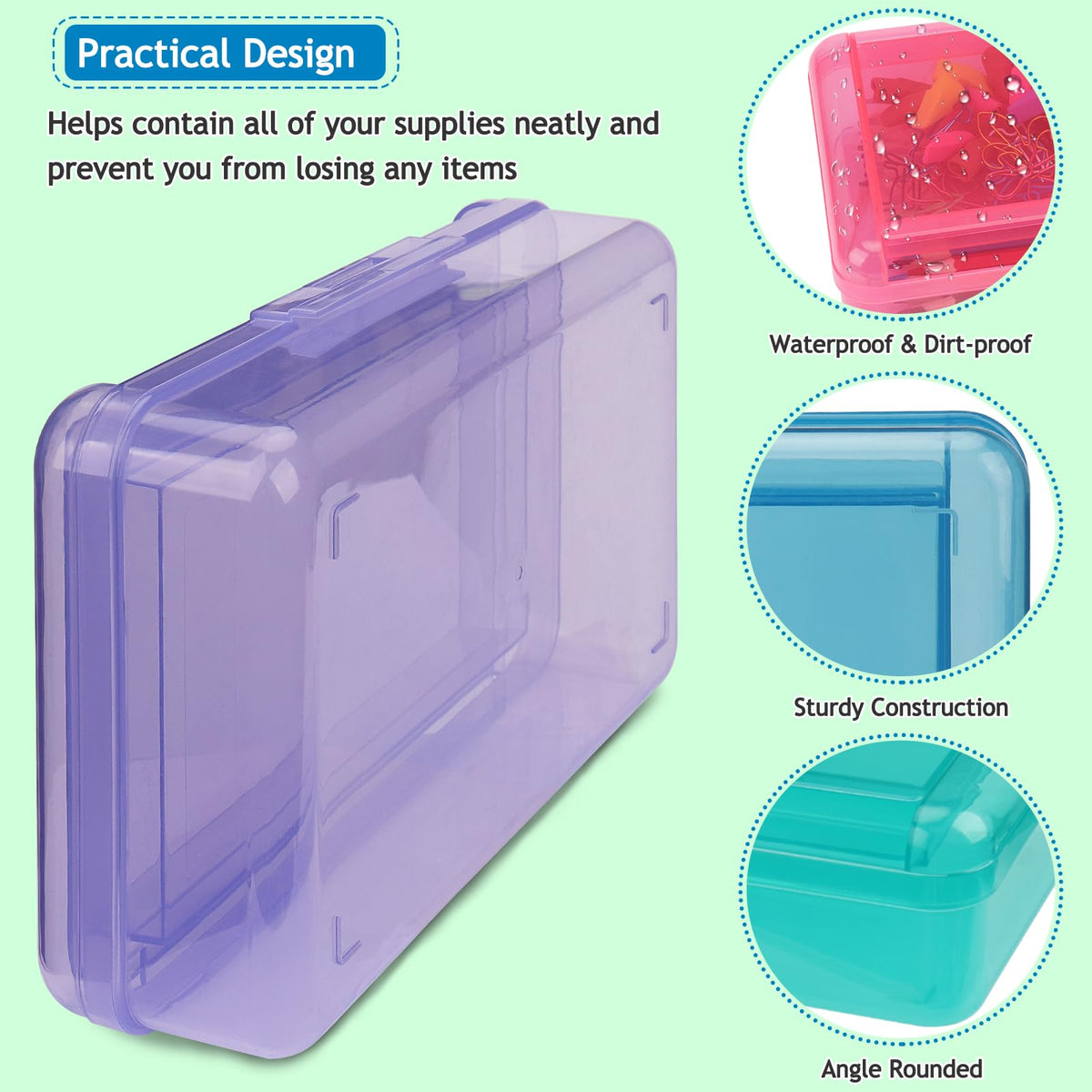 SFLHHDM Large Pencil Box, Double Layer Capacity Pencil Holders, Hard Pen Case with Snap-tight Lid