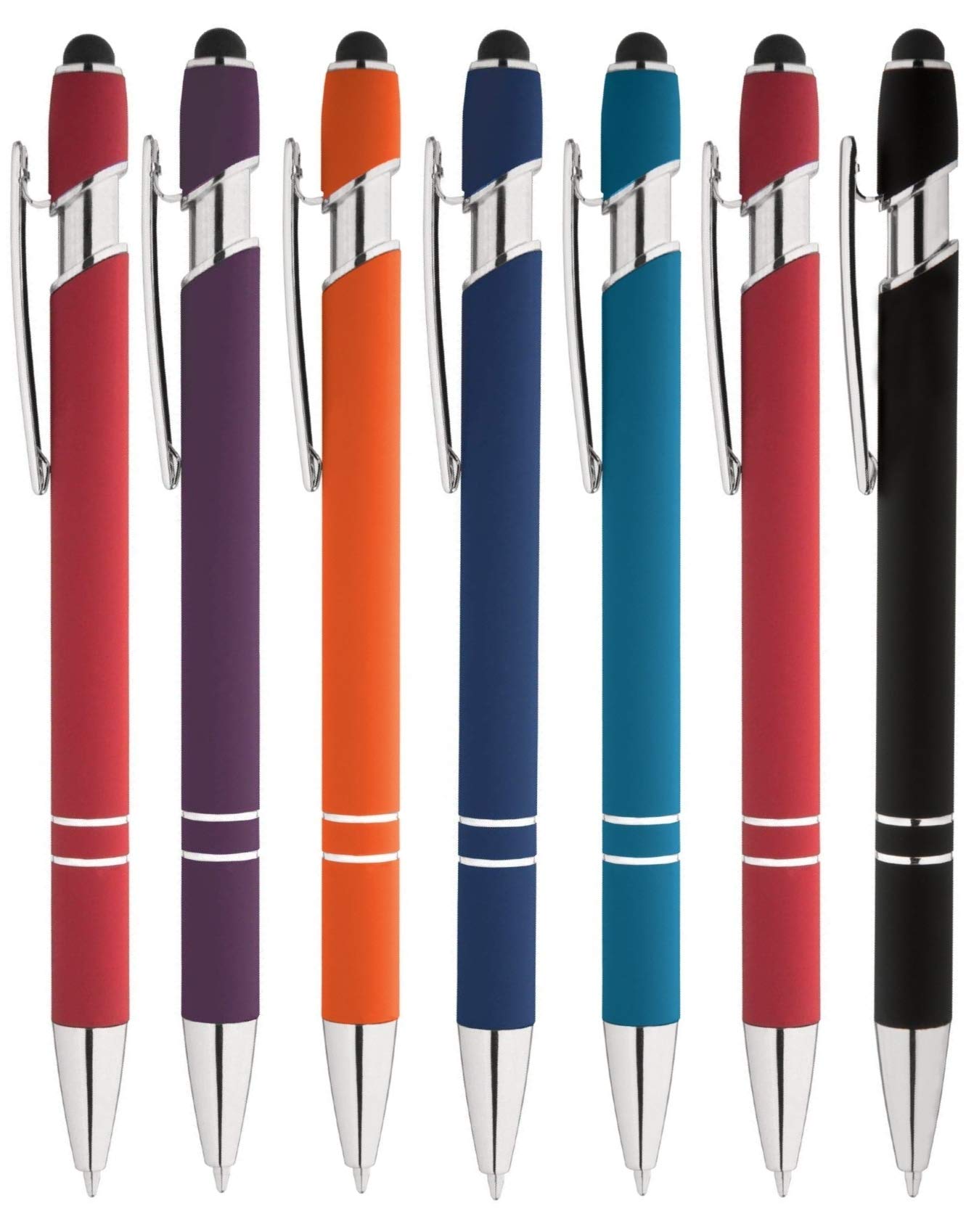 Express Pencils Rainbow Rubberized Soft Touch Ballpoint Pen with Stylus Tip a stylish, premium