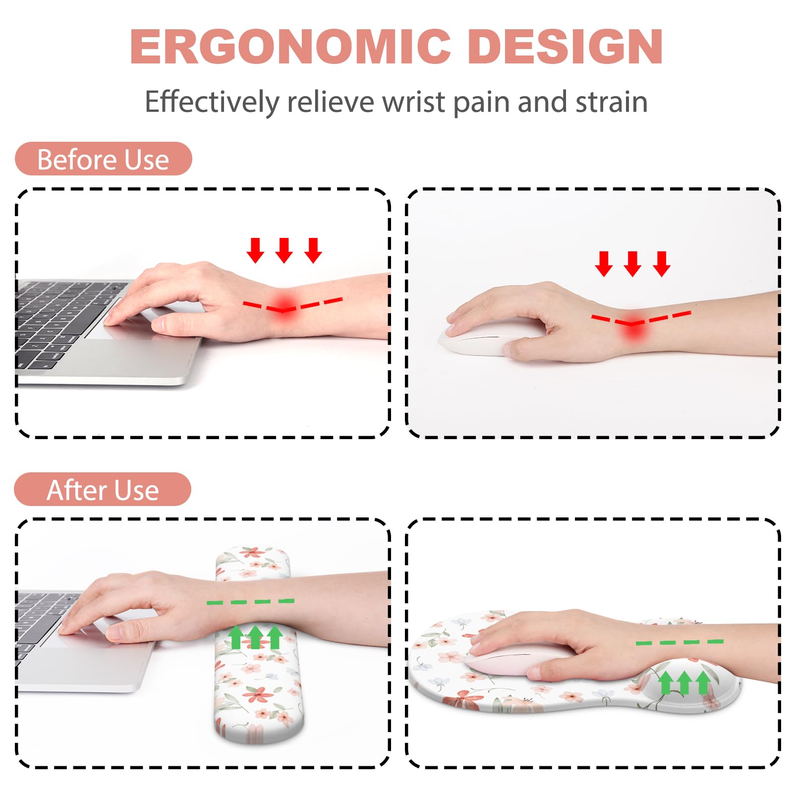 Ergonomic Mouse Pad with Wrist Rest and Keyboard Wrist Rest, Gel Mousepad