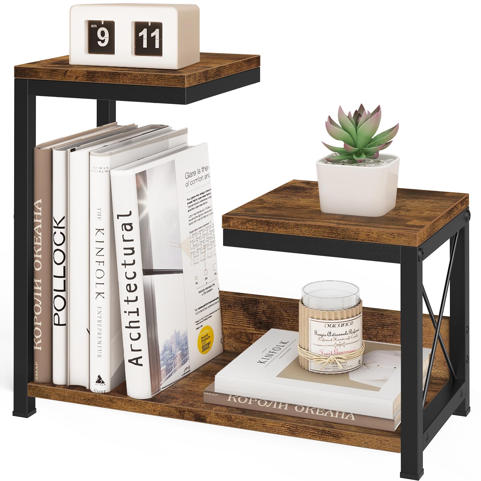 ELITEROO Desktop Shelf Organizer, 3 Tier Office Shelves, Wood Desk Organizers Storage Rack and