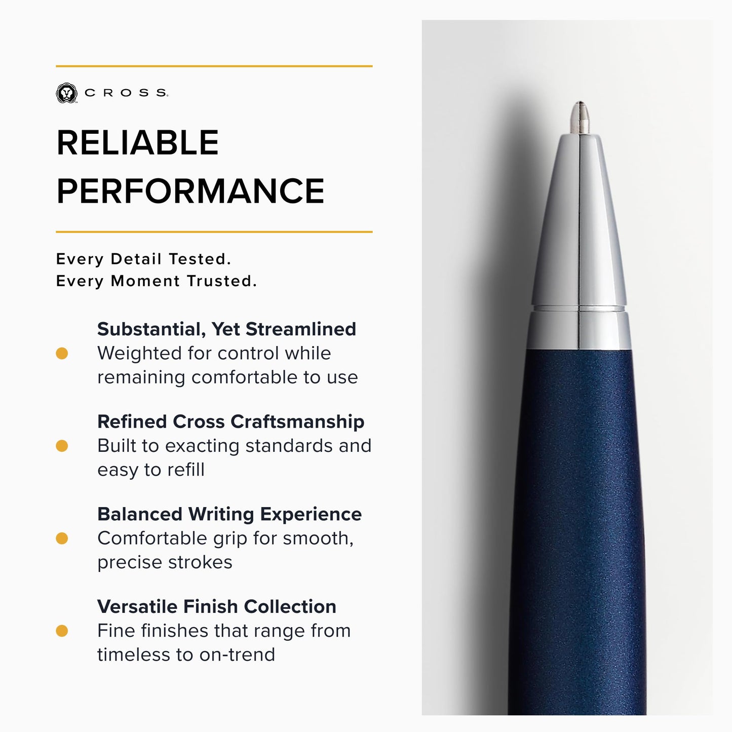 Cross Calais Ballpoint Pen, Matte Metallic Blue, Medium Point, Black Ink