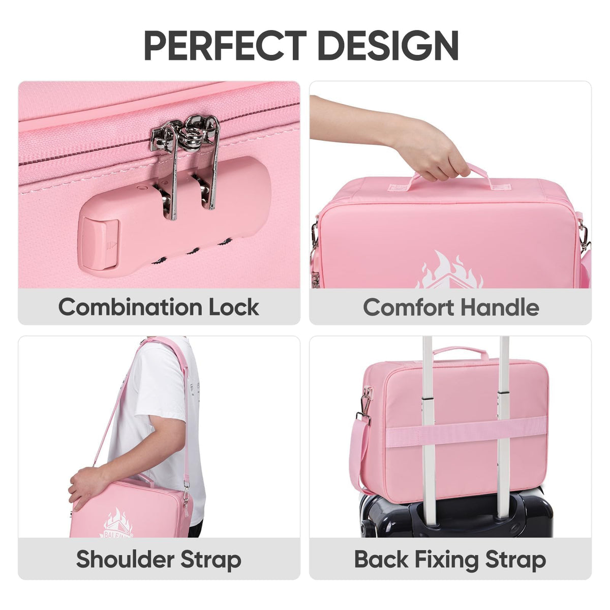 BALEINE Fireproof Document Box with Lock, Waterproof Fire Safe File Bag