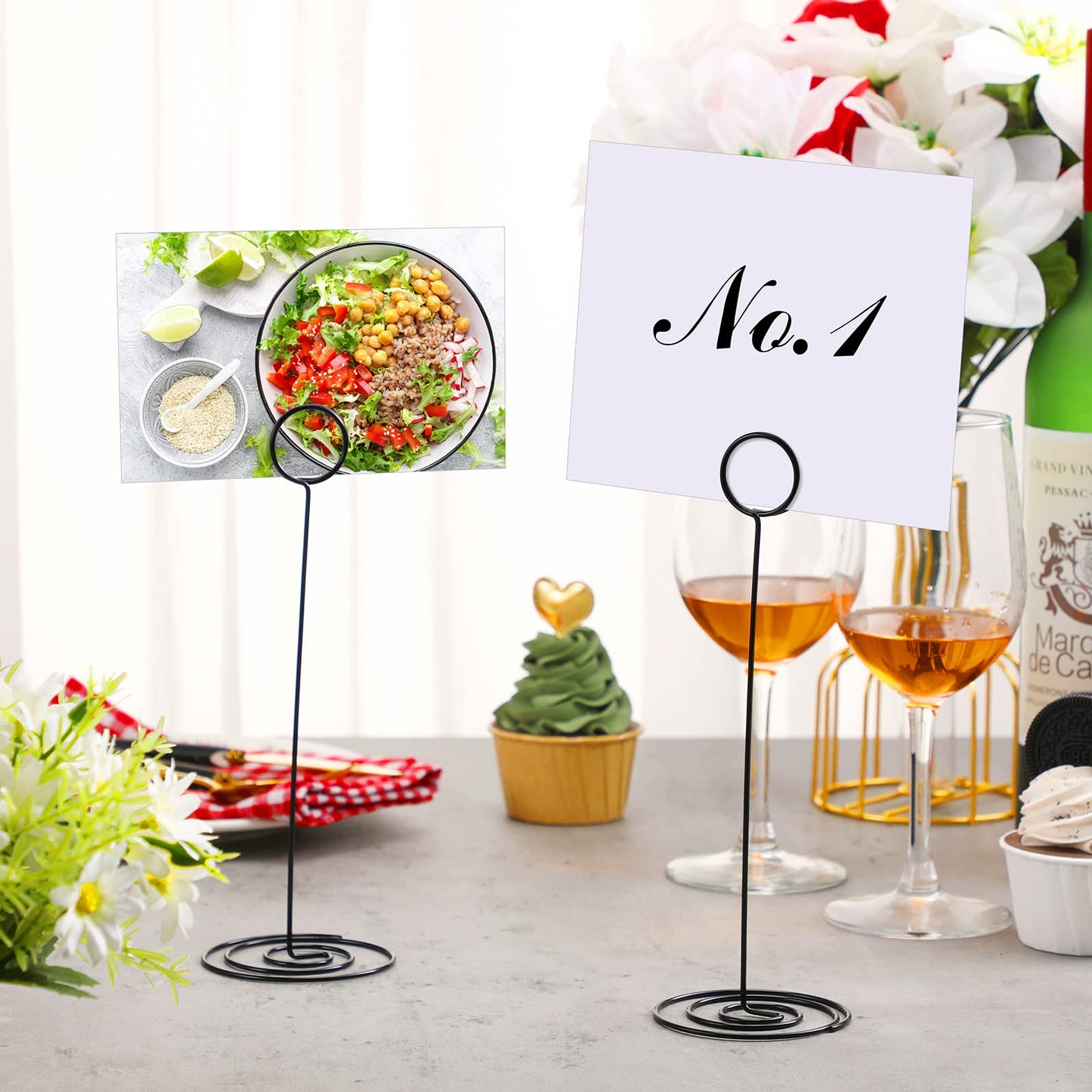 24 Pack 8.86 Inch Table Number Holder Wire Photo Holder Picture Name Menu Clips Memo Note Cards