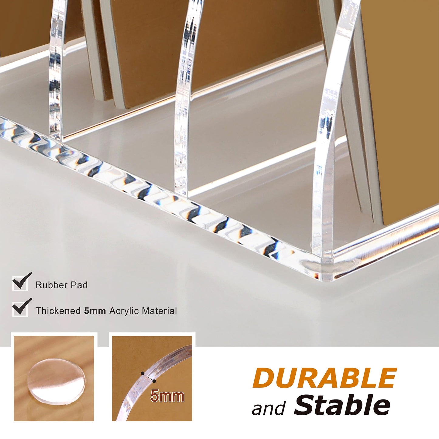 SANRUI Clear Acrylic Magazine File Holder, 6-Section Desk Organizer