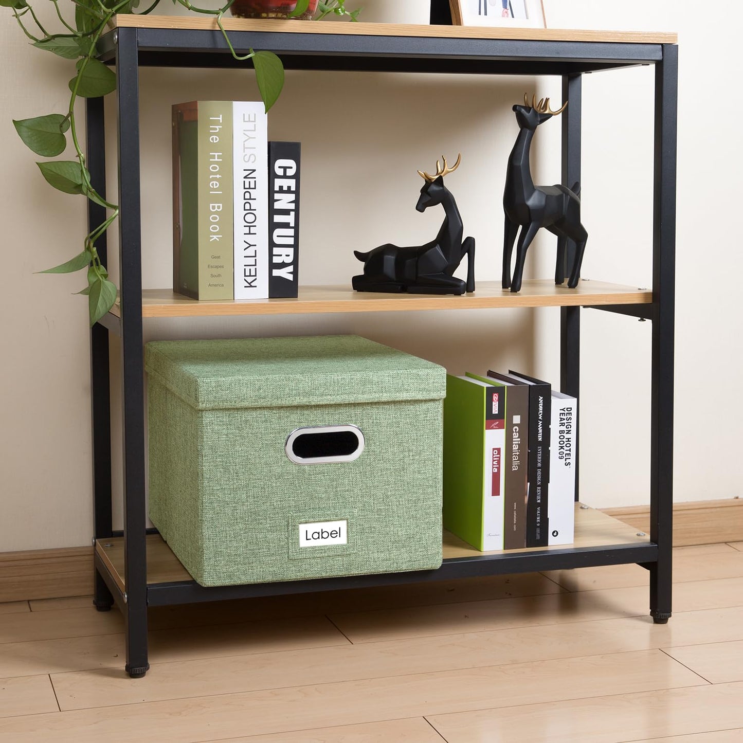 PRANDOM File Organizer Box - Set of 2 Collapsible Decorative Linen Filing Storage Hanging File