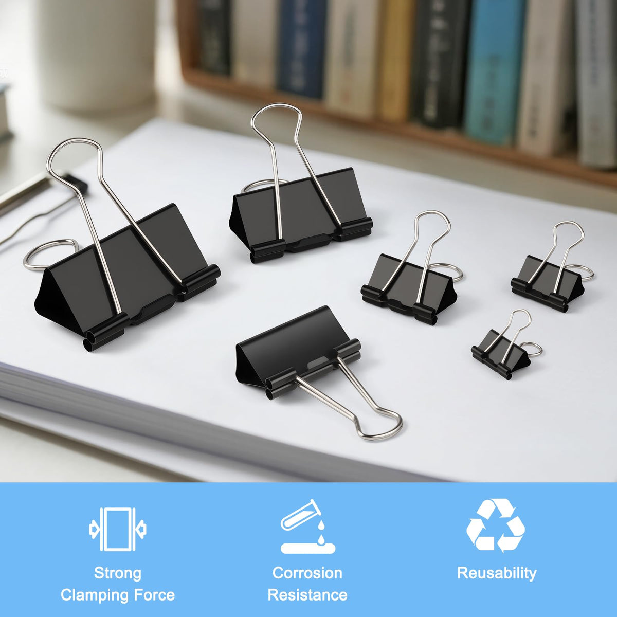 228 PCS Binder Clips Paper Clamps Assorted Sizes,Extra Large Medium Small Mini and Micro,Black