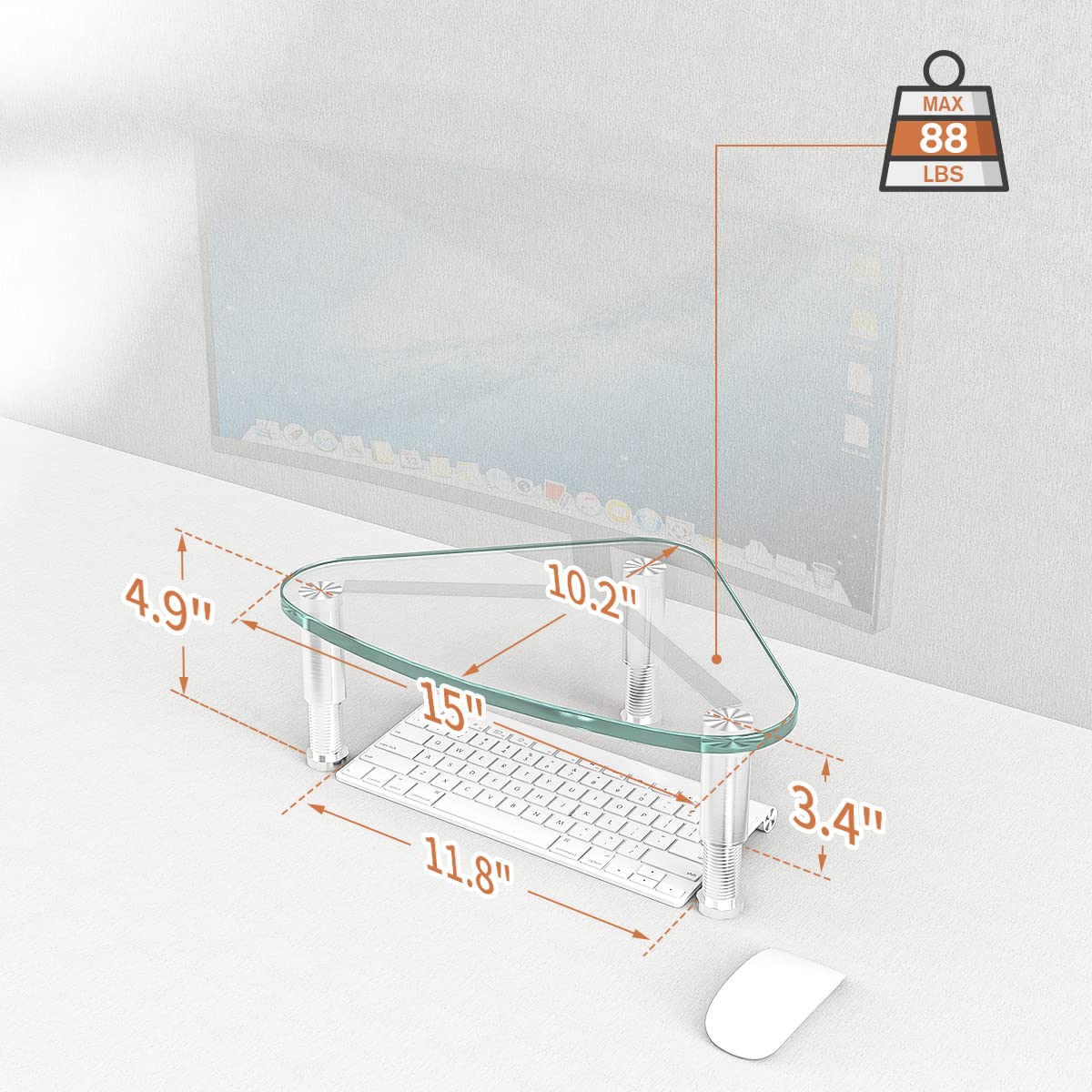 Hemudu 2 Pack Computer Monitor Riser | Triangle Desktop Universal Corner Stand for Computer Monitor