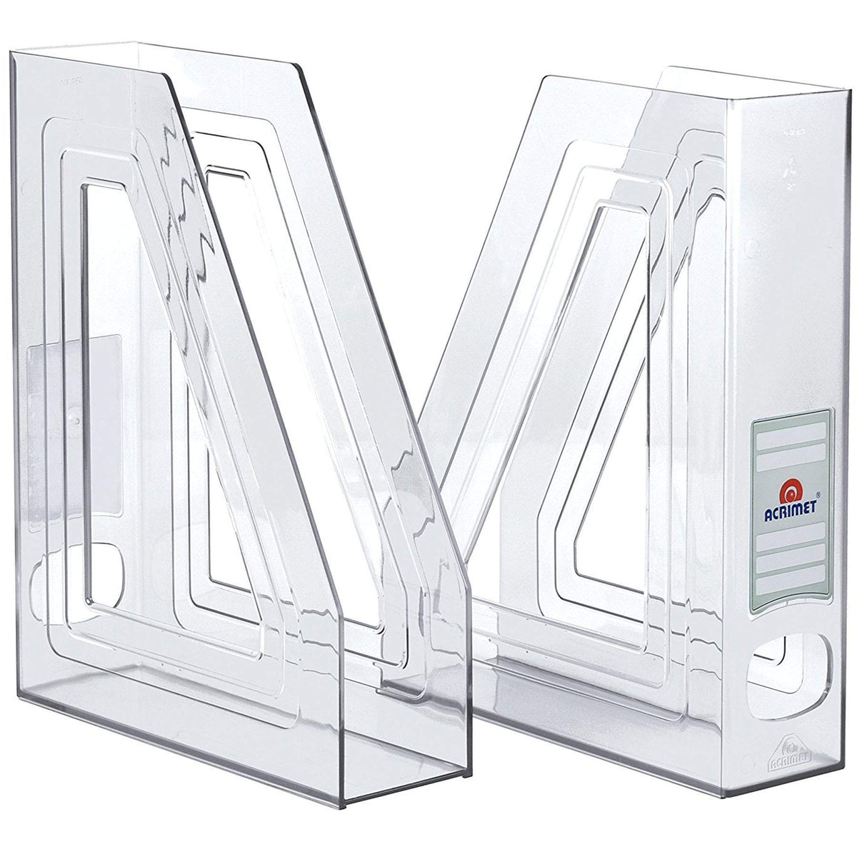 Acrimet Magazine File Holder, Vertical Desk Organizer, Clear, 2 Pack