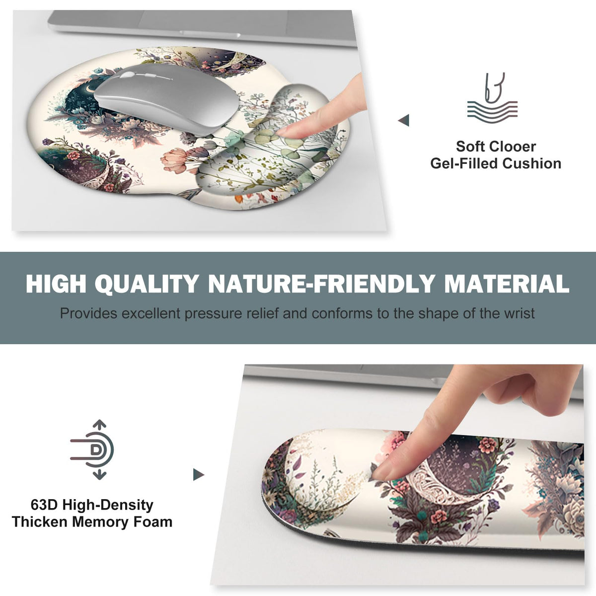 Large Desk Mat, Cute Boho Plants Mouse Pad, Apricot Desk Pad, XXL Mousepad