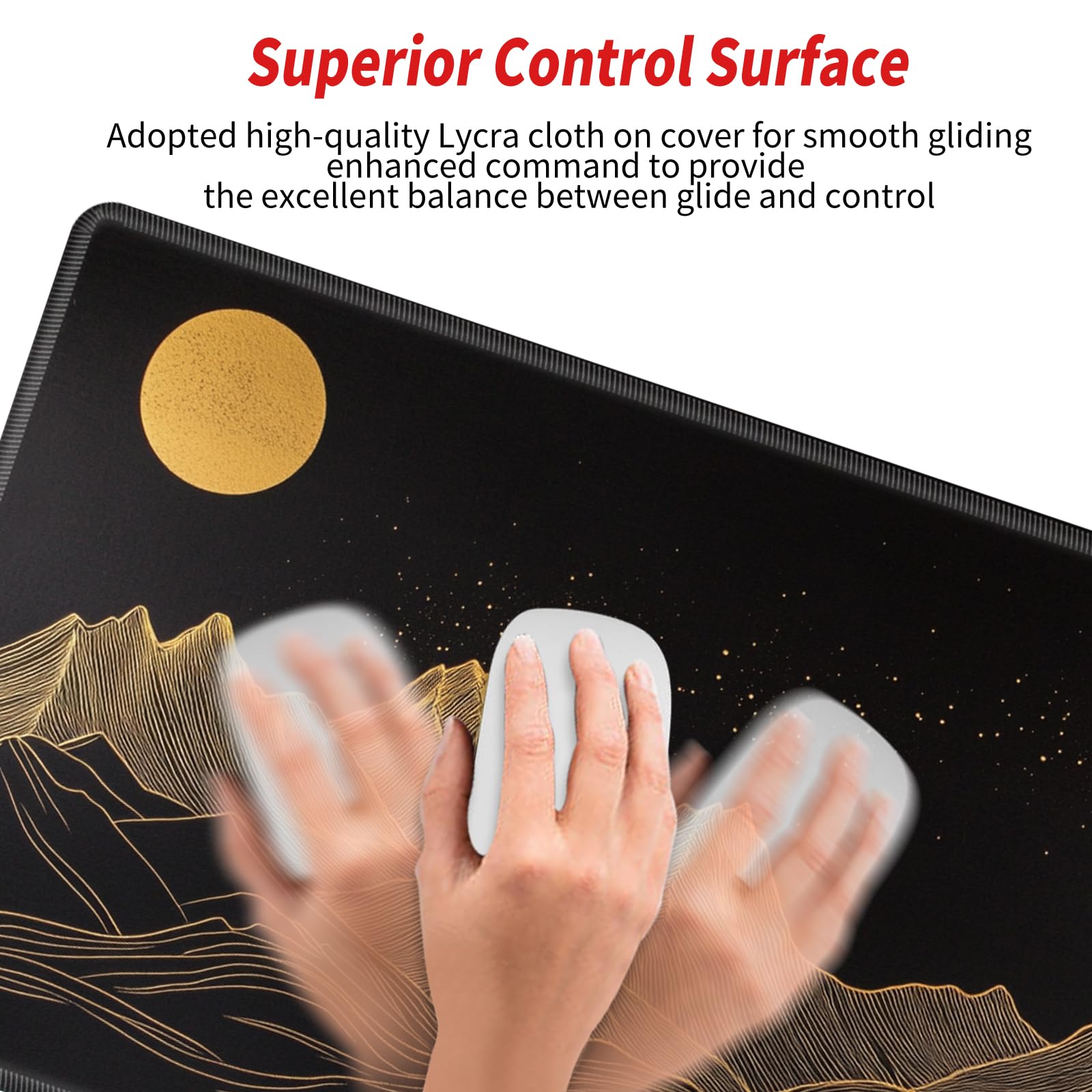 Large Mouse Pad Gaming Desk Pad Black and Gold Mountain Mousepad XXL Desk Mat 31.5''X15.75''