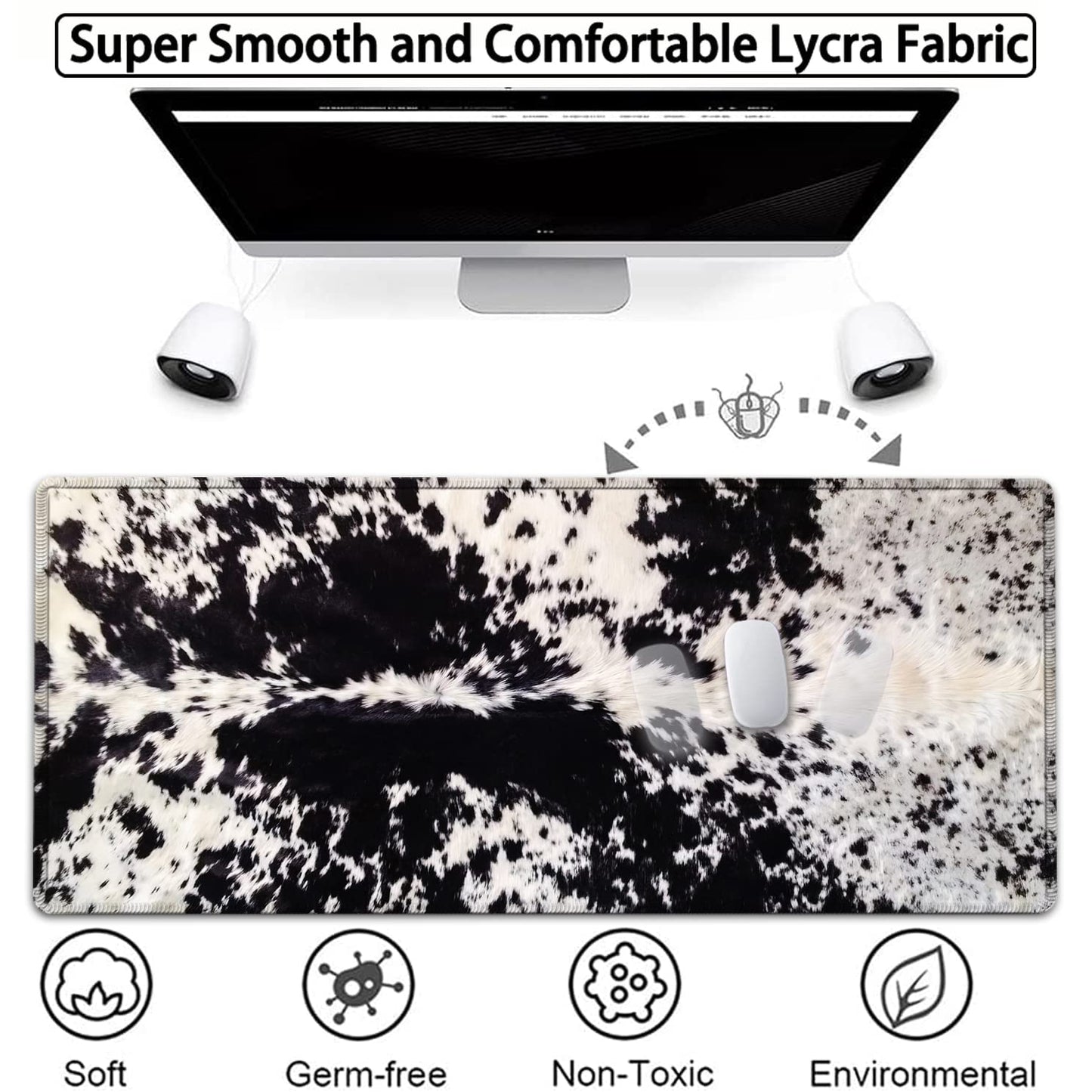 Large Gaming Mouse Pad, 31.5x11.8 in Extended Computer Mouse Mat with Non-Slip PU Base, Ergonomic