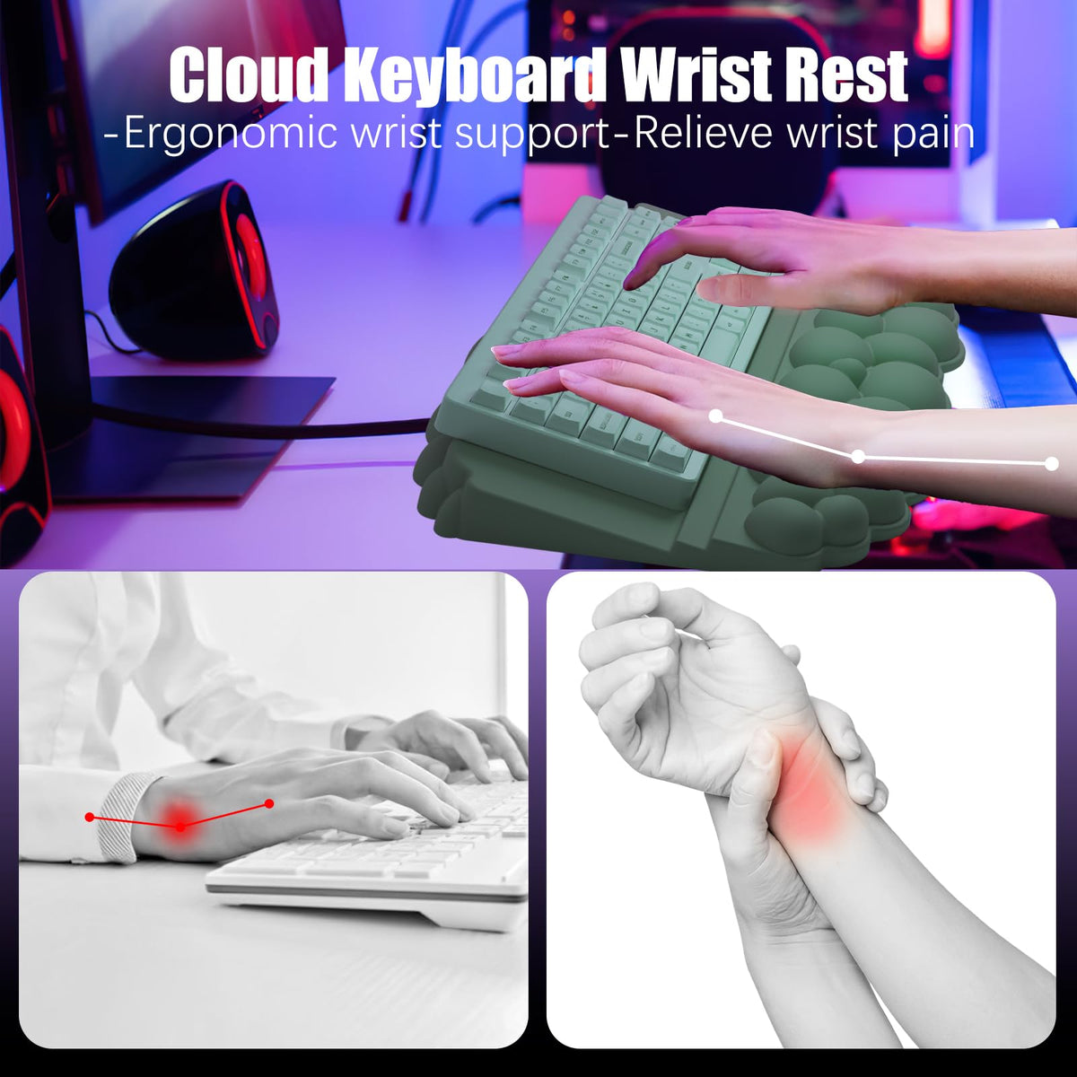Wrist Rest with Keyboard Stand, Ergonomic Computer Wrist Support Pad