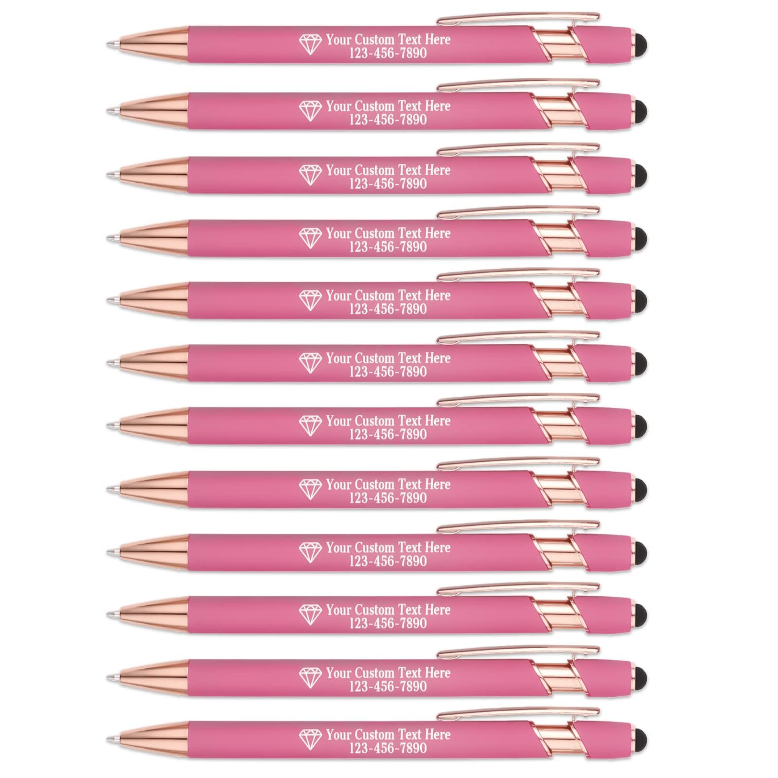 NGTSFLY 12 pcs Personalized Pens with Name or Logo Black Ink Custom Ballpoint Pen with Free