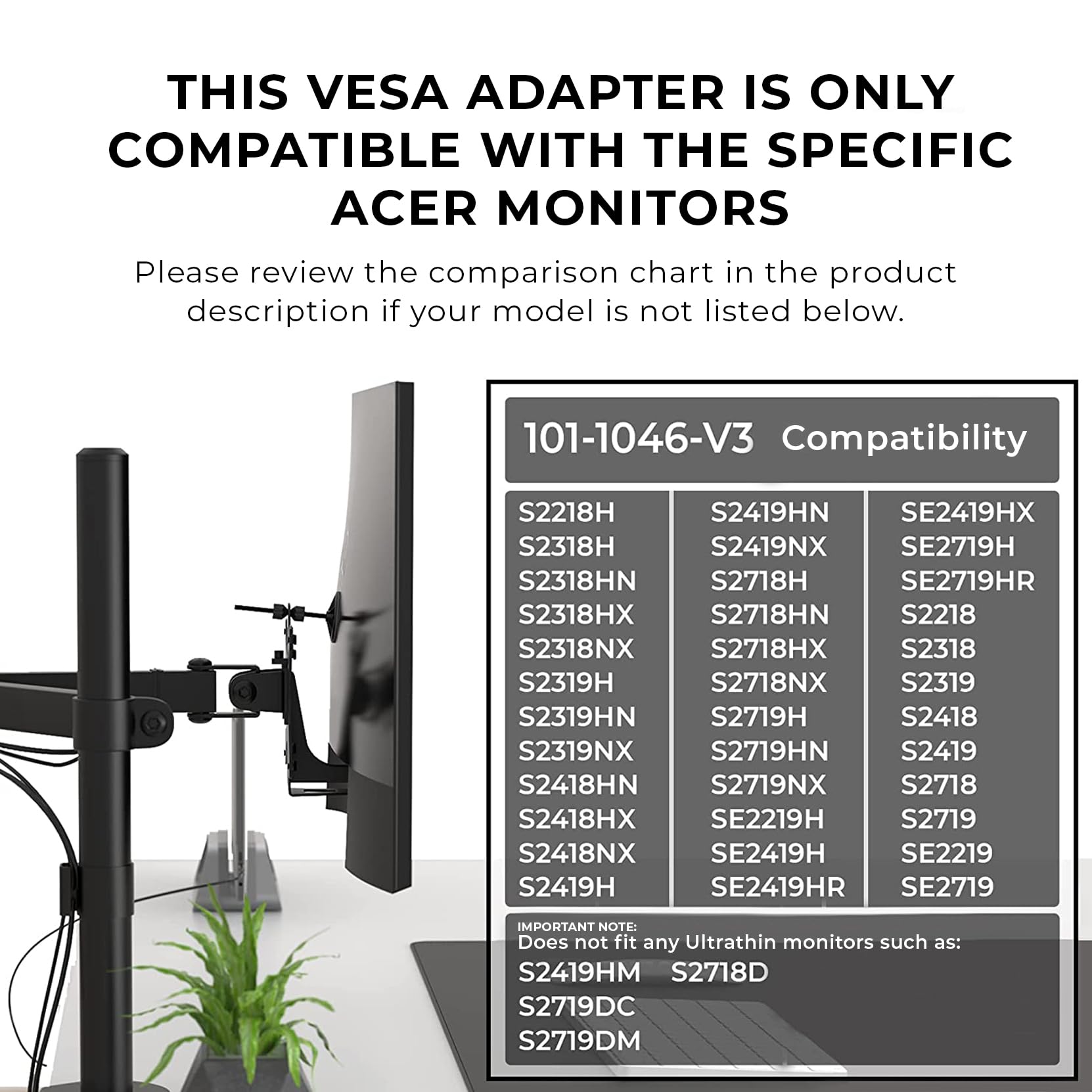 HumanCentric VESA Mount Adapter Compatible with Dell Monitors & More