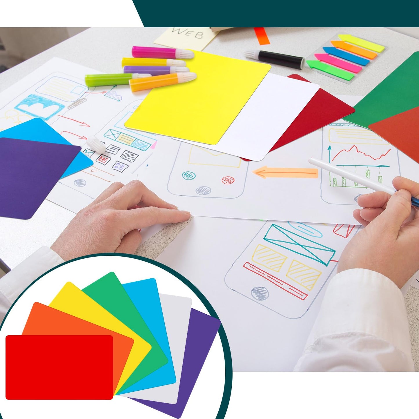 Harloon 200 Pcs Dry Erase Index Cards 4 x 6 Inch, Colorful