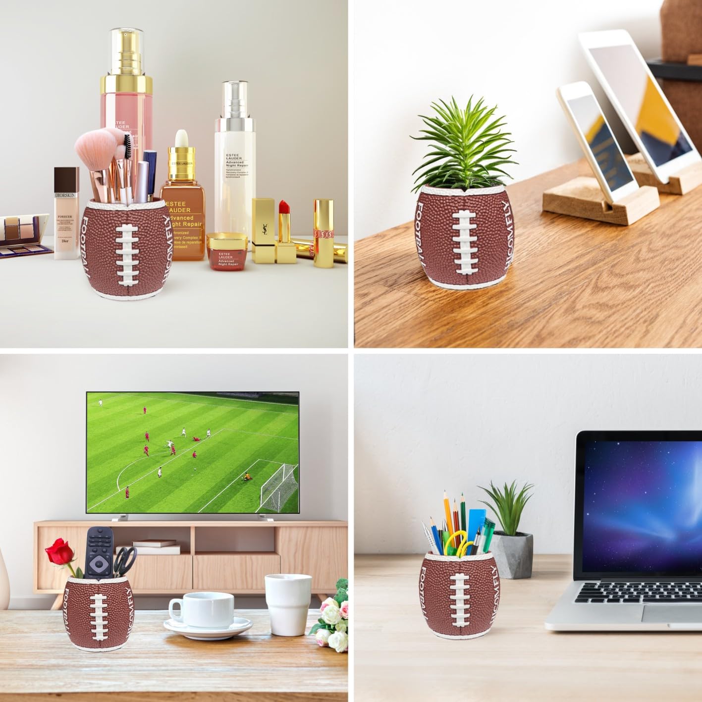 Football Pen Holder for Desk Funny Offices Decor Gifts for Boys Teacher