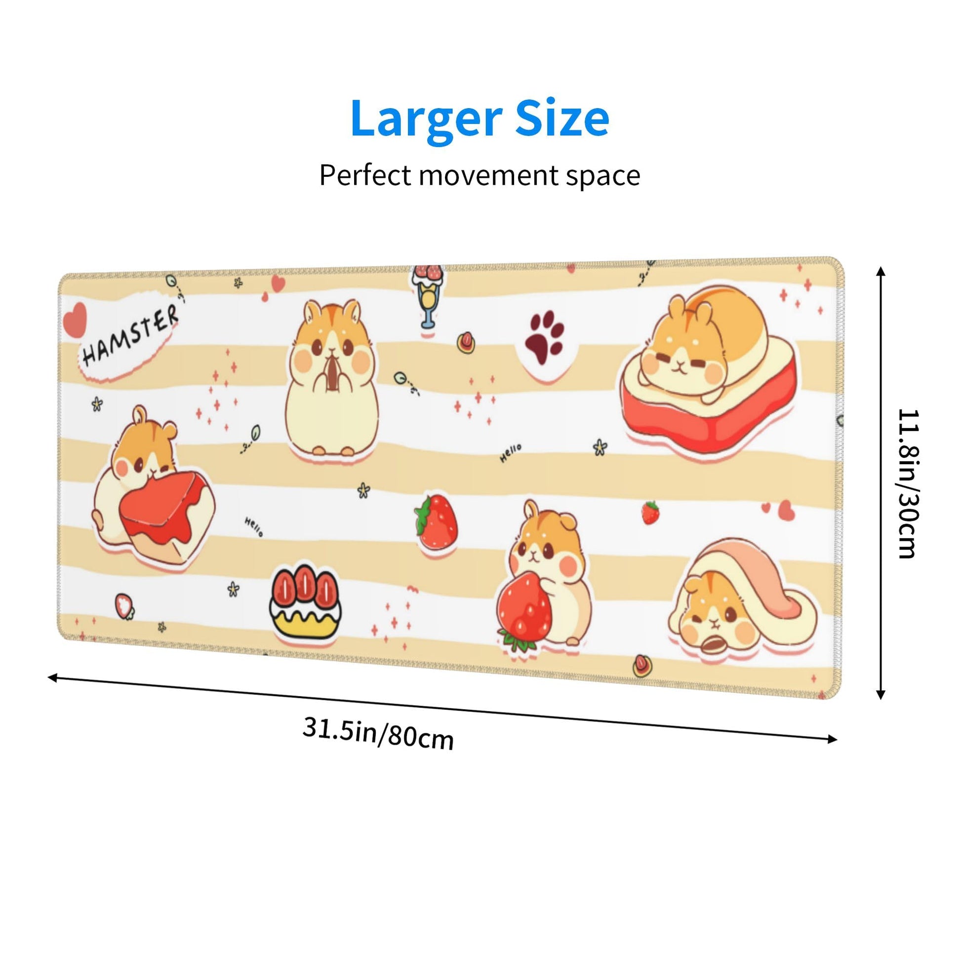 Cute Hamster Mouse Pad XL Large Mousepad Non Slip Rubber Base Desk Mat for Laptop Computer Gaming