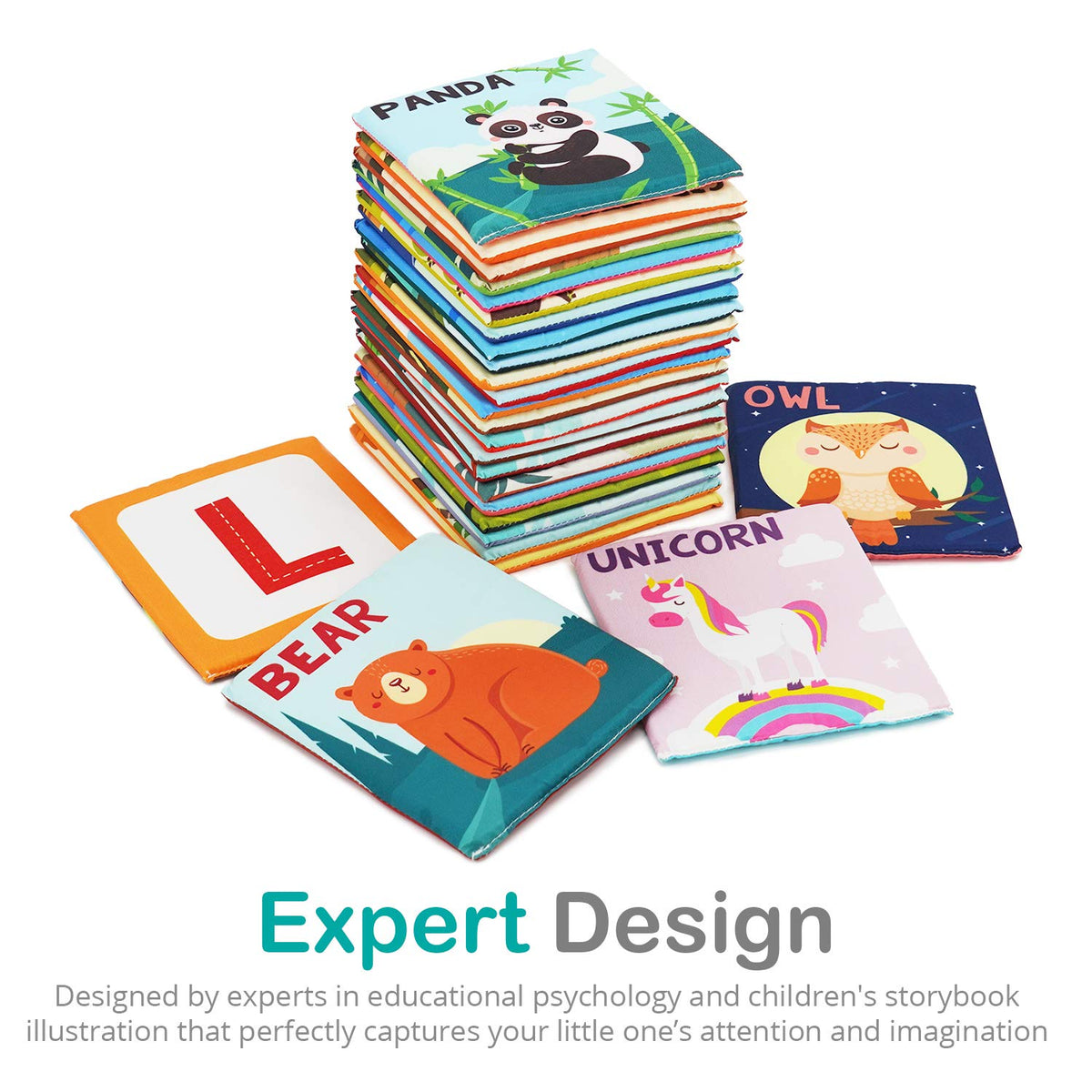 Urban Kiddy Zoo Alphabet Cards | Soft Alphabet Flash Cards, Educational Early Learning Infant Toys