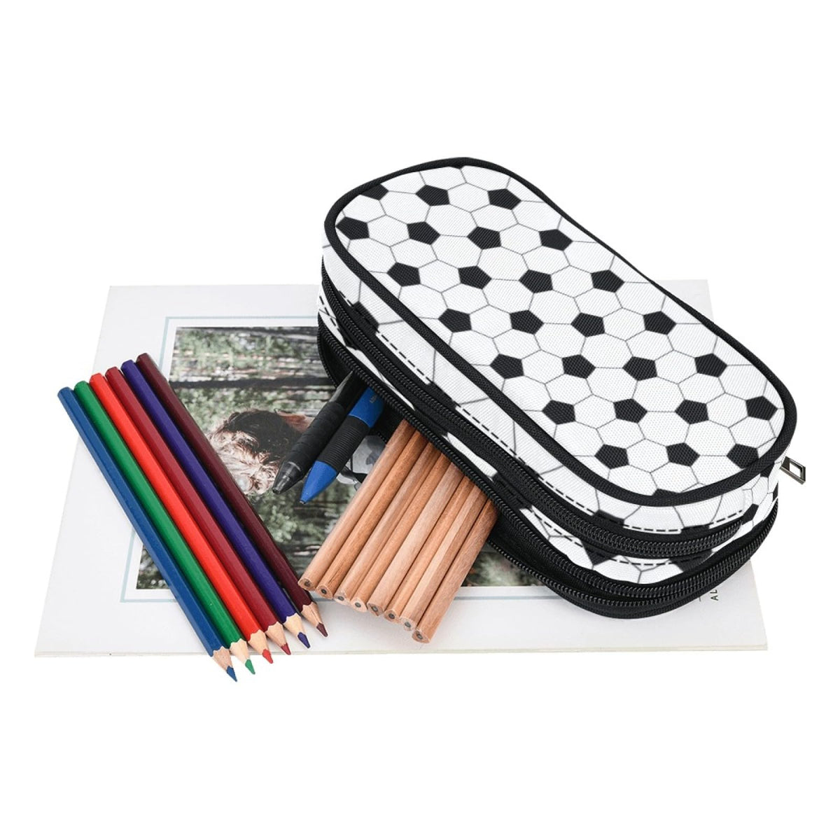 ANANGTEE Soccer Pencil Pouch Case for Boys Girls 3 Compartments Goth 10