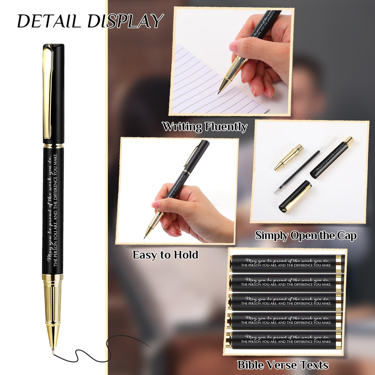 PerKoop 30 Sets Thank You Gift Inspirational Pen with Box, Black, Classic