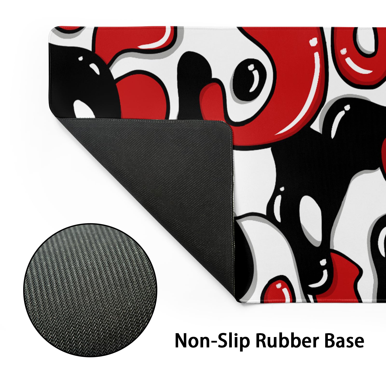 Red Black White Gaming Mouse Pad Geometric Japanese Extended XXL Mouse Pad 35.4X15.7in Full Desk