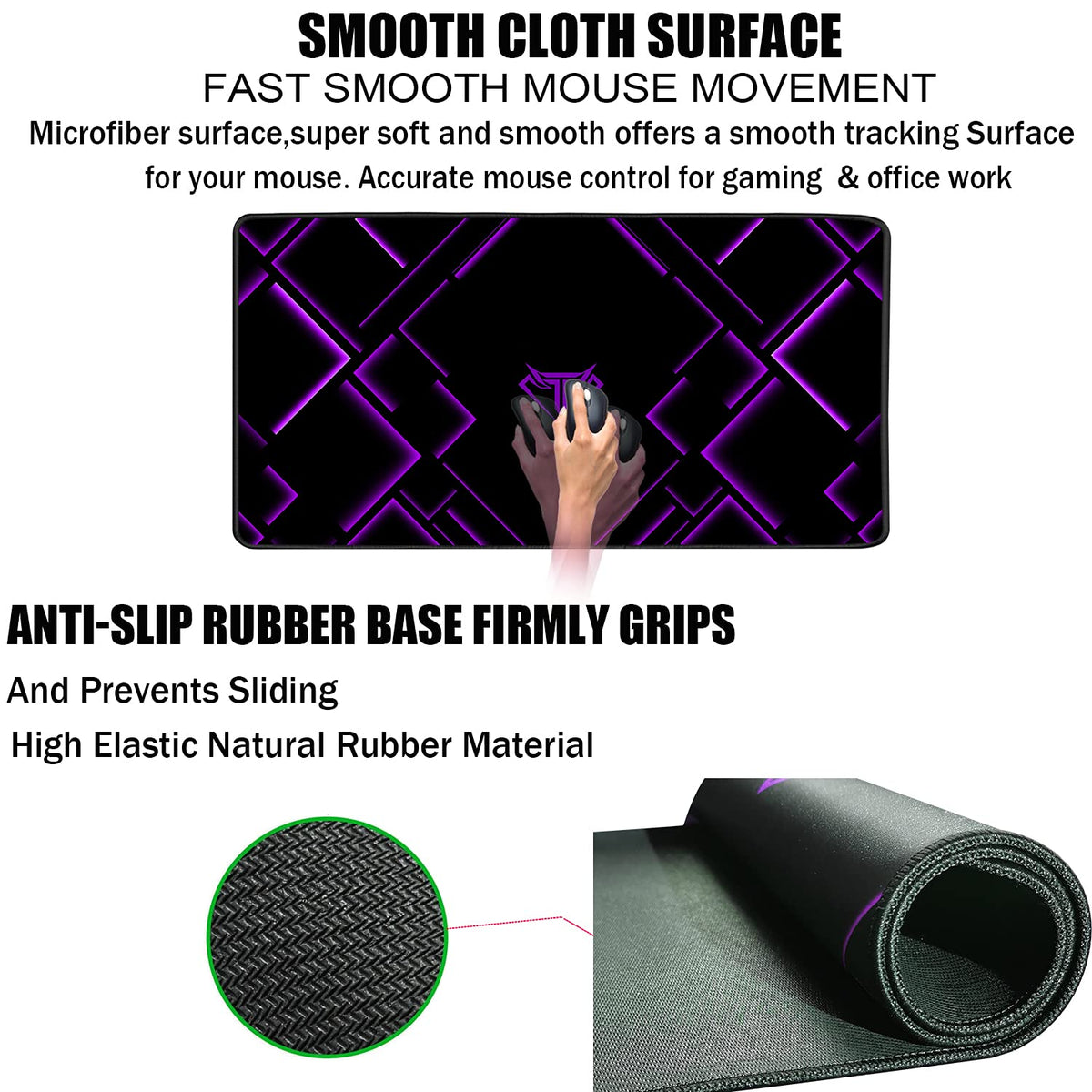 TEDNETGO Large Extended Gaming Mouse Pad, Long Mouse Pads, Extra Large Big Mouse Pad with Stitched