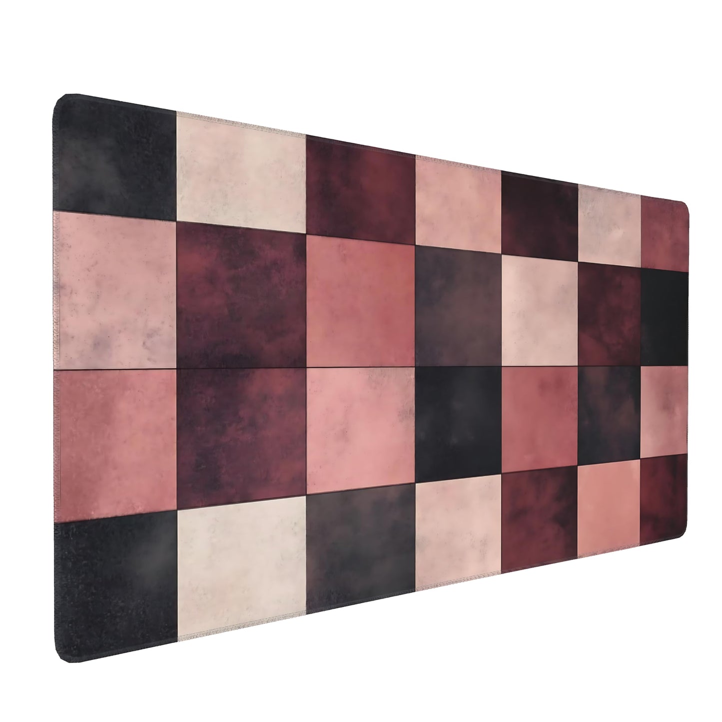 Aesthetic Checkered Gaming Mouse Pad, Morandi Boho Desk Mat with Anti-Slip Base & Stitched Edges