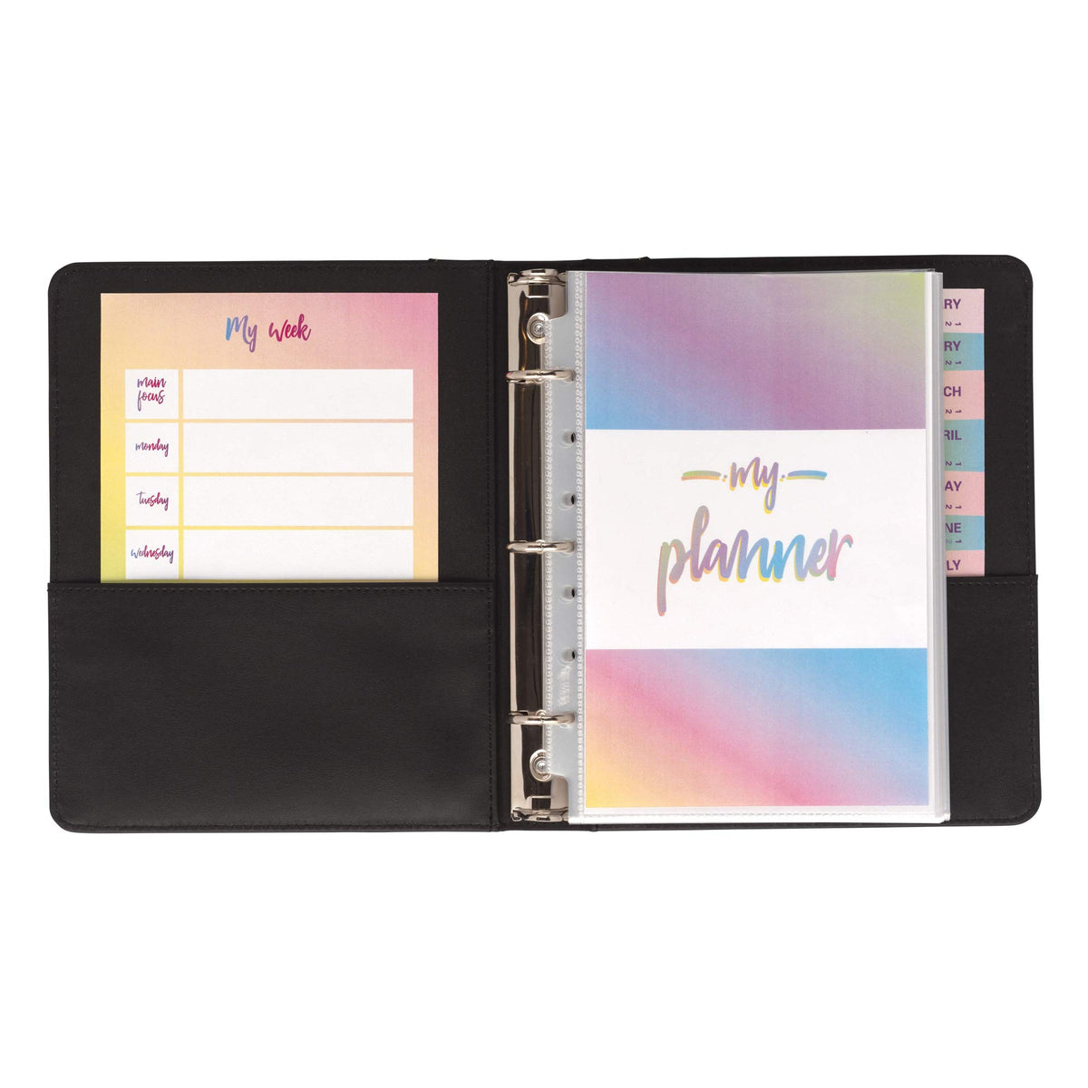 Samsill 1" Junior Size 3 Ring Binder, Leather, Black with Contrast Stitching, Holds 8.5 x 5.5
