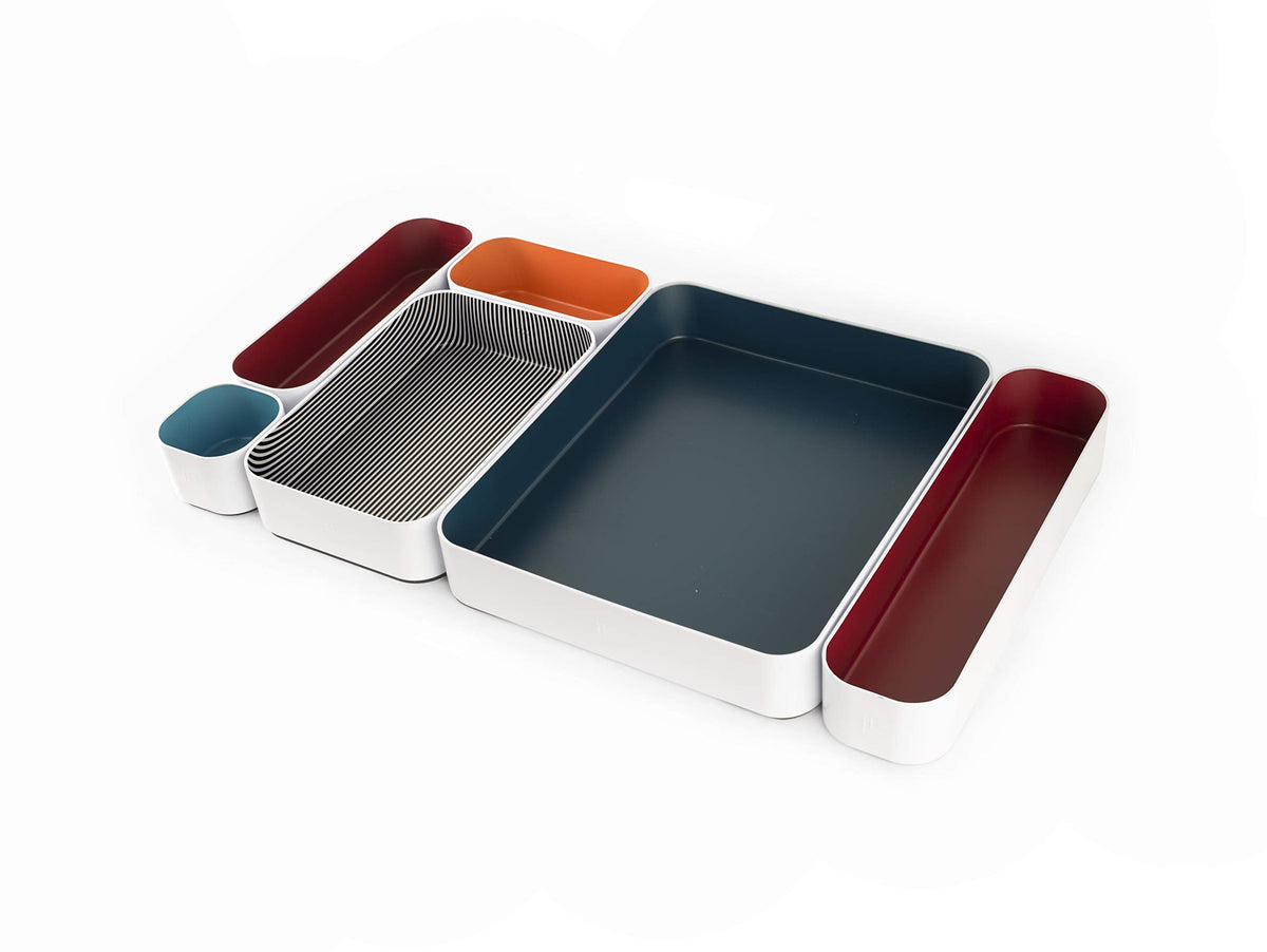 Three by Three Seattle Metal Drawer Organizer Tray Set, 6-Pc (Berry Mix)
