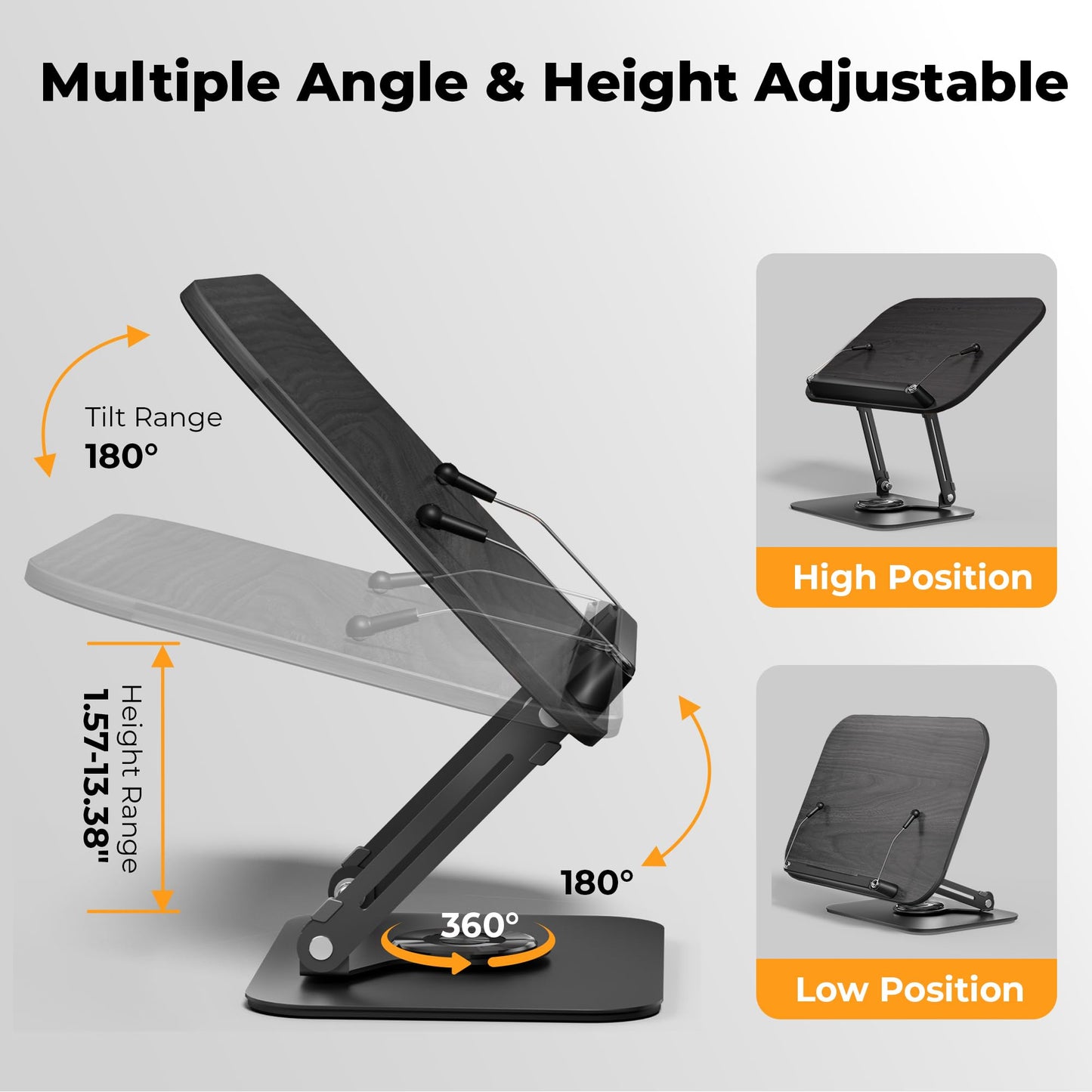 SupeDesk Book Stand for Reading, Adjustable Book Holder with 360° Rotating Bases, Multifunctional