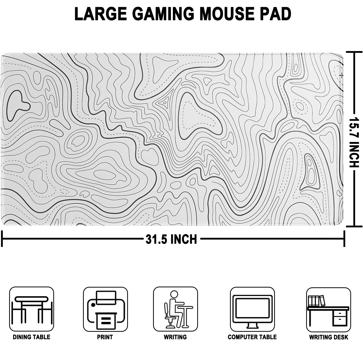 Large Mouse Pad, Water Resist Extra Gaming Large Mousepad with Stitched Edges, 31.5" x 15.7"