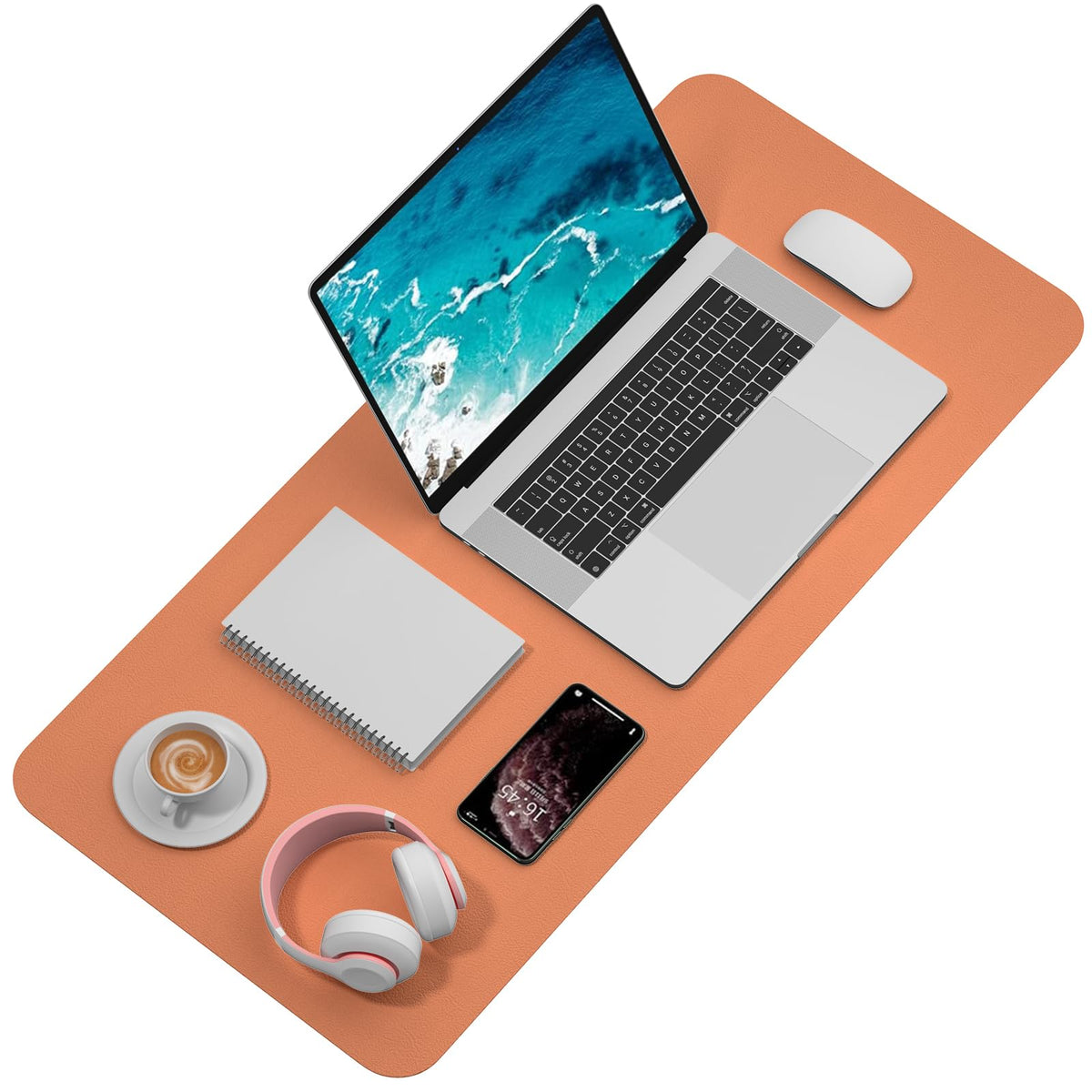 Hsurbtra Desk Pad, 35.5" x 17" PU Leather Desk Mat, XXL Extended Mouse Pad, Waterproof Desktop