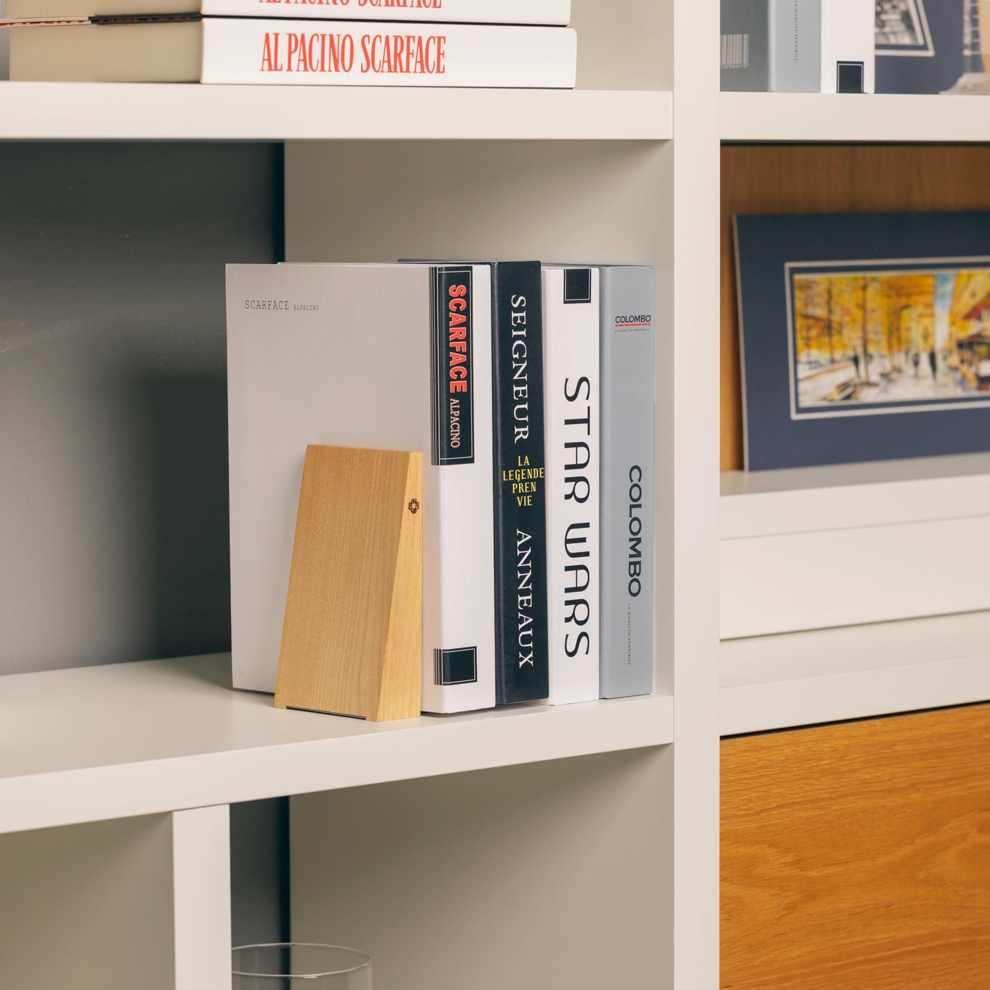 TILISMA Book Ends for Shelves - Handmade Wooden Bookends with Metal Base, Chestnut Tree - Sturdy