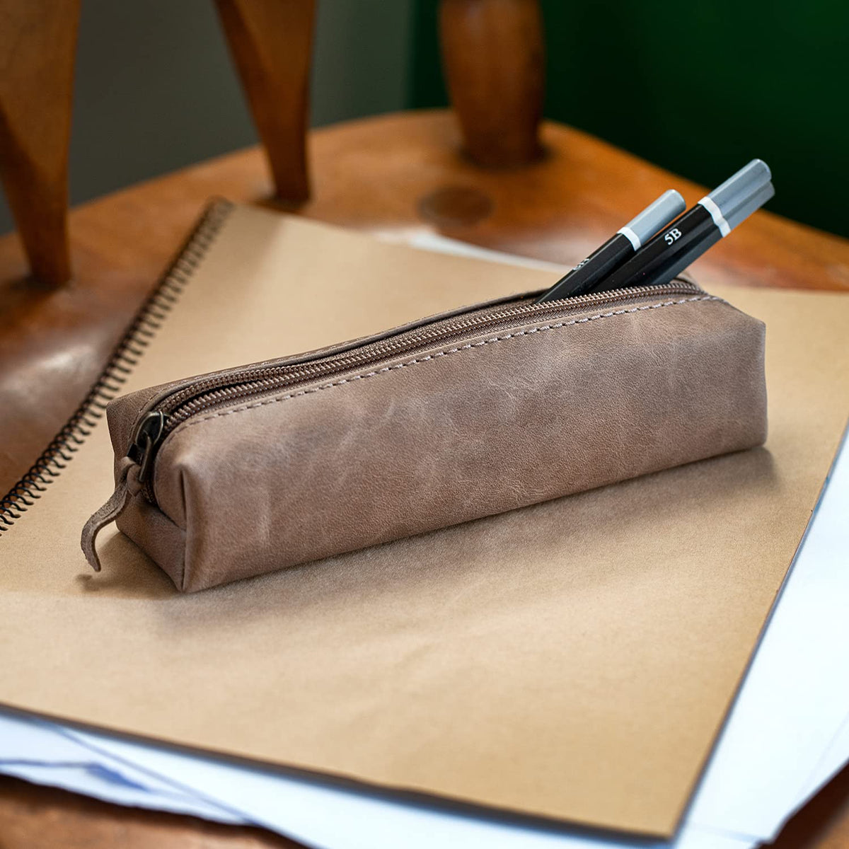 Londo Genuine Leather Zipper Pen, Pencil & Cosmetic Case
