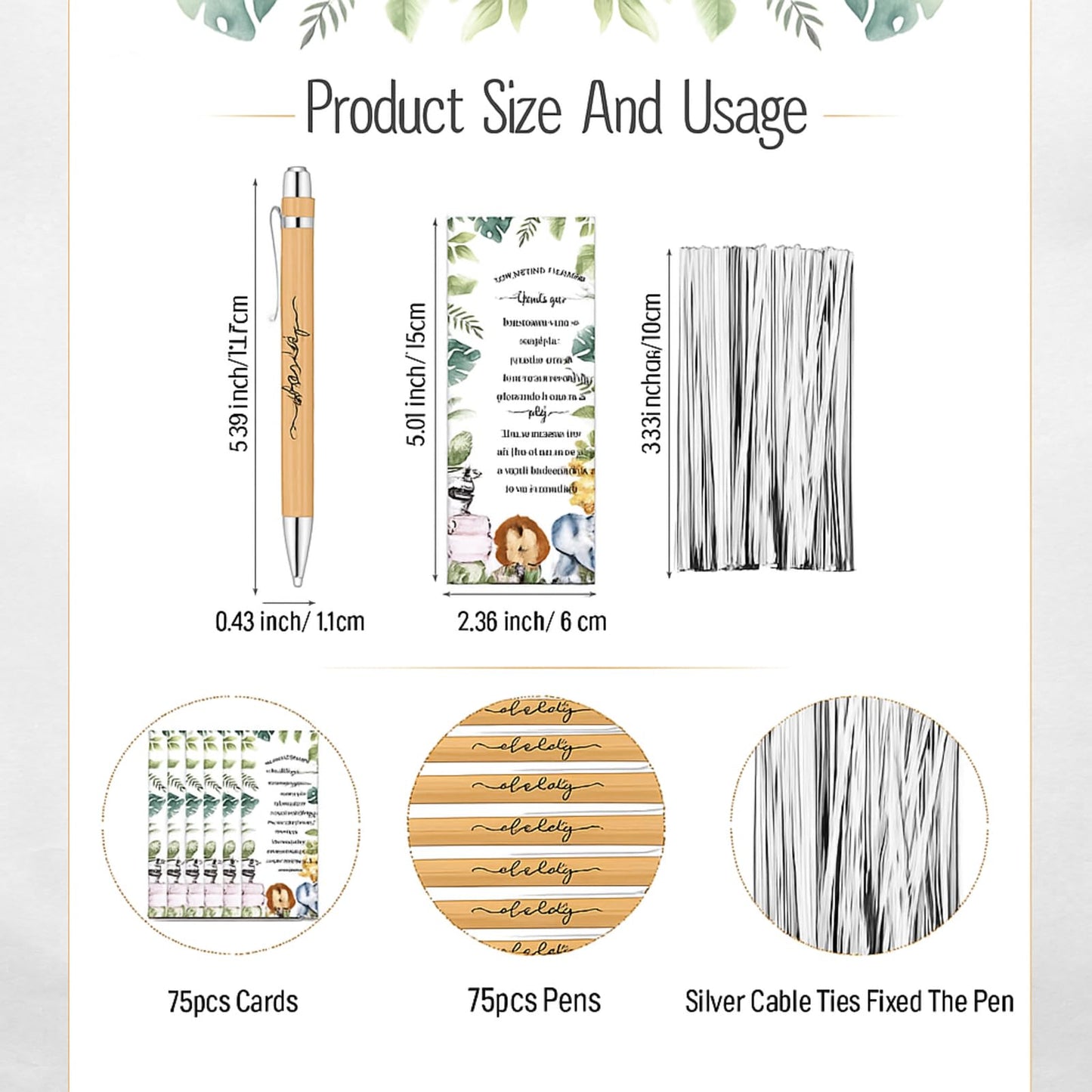 Zhanmai 75 Sets Safari Baby Shower Favors