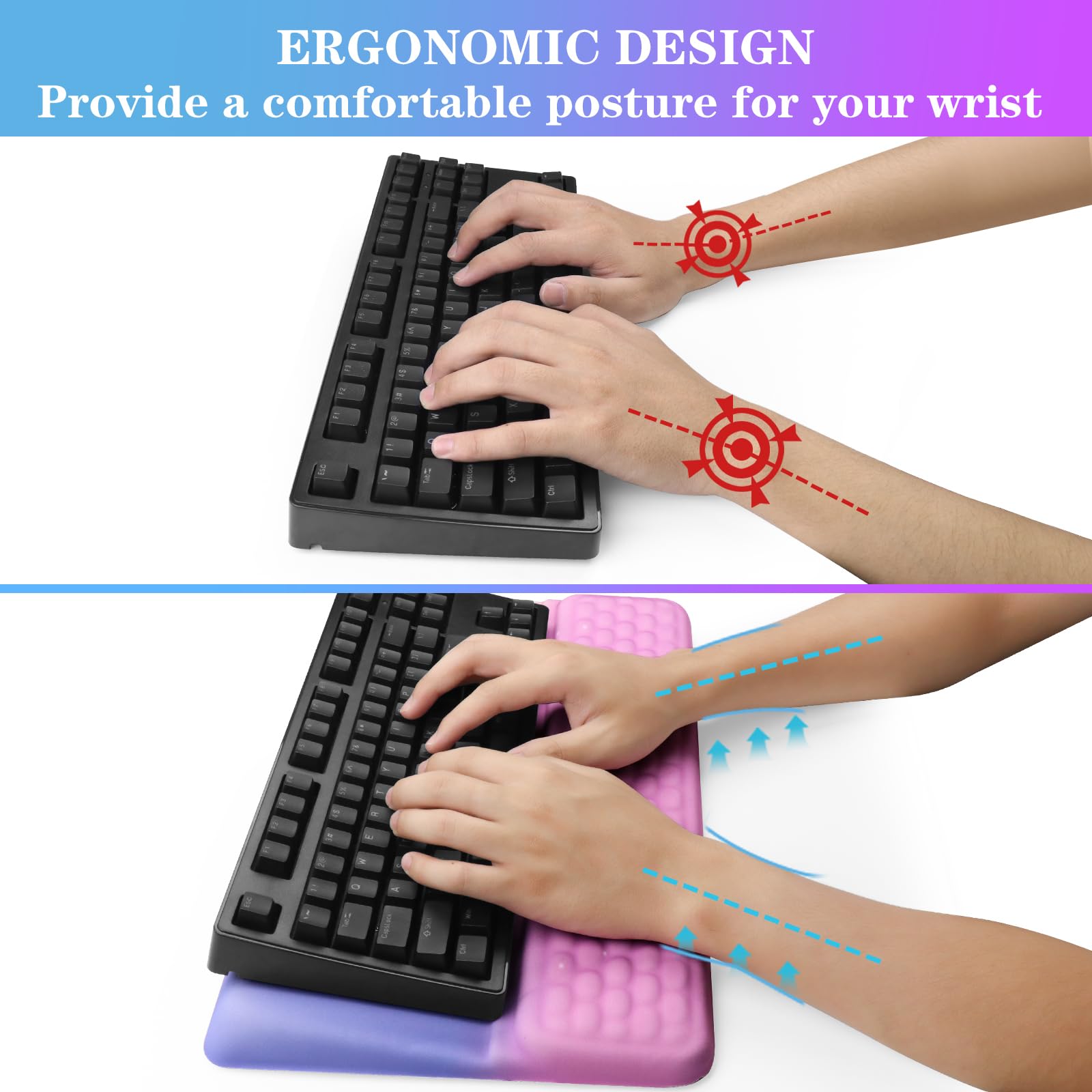Computer Keyboard Stand with Wrist Rest, Ergonomic Tilted Keyboard Holder - Keyboard Riser with