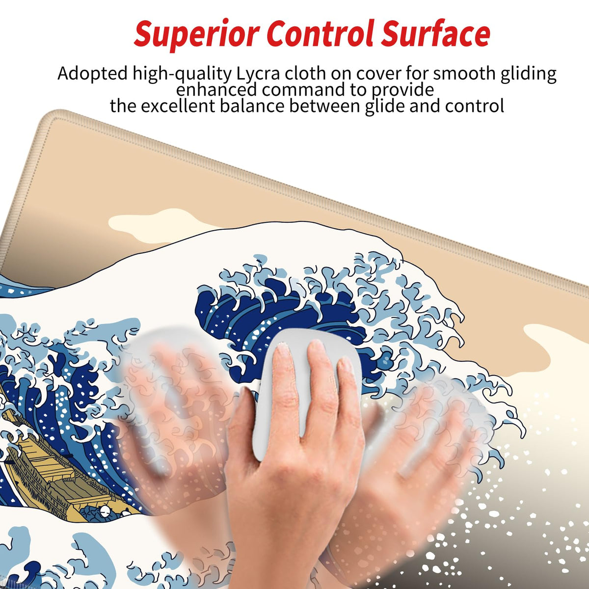 24x48 Mouse Pad Gaming Desk Mat Giant Japanese Sea Wave Mousepad Large Desk Pad Oversized Huge