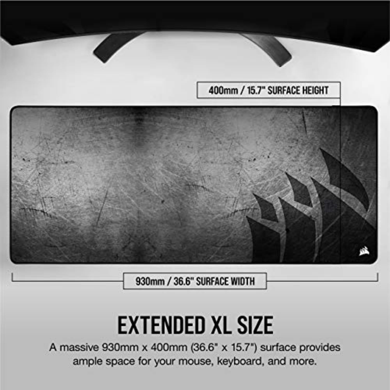 Corsair MM350 PRO Extended XL Premium Spill-Proof Cloth Gaming Mouse Pad – 36.6” Width x 15.7”