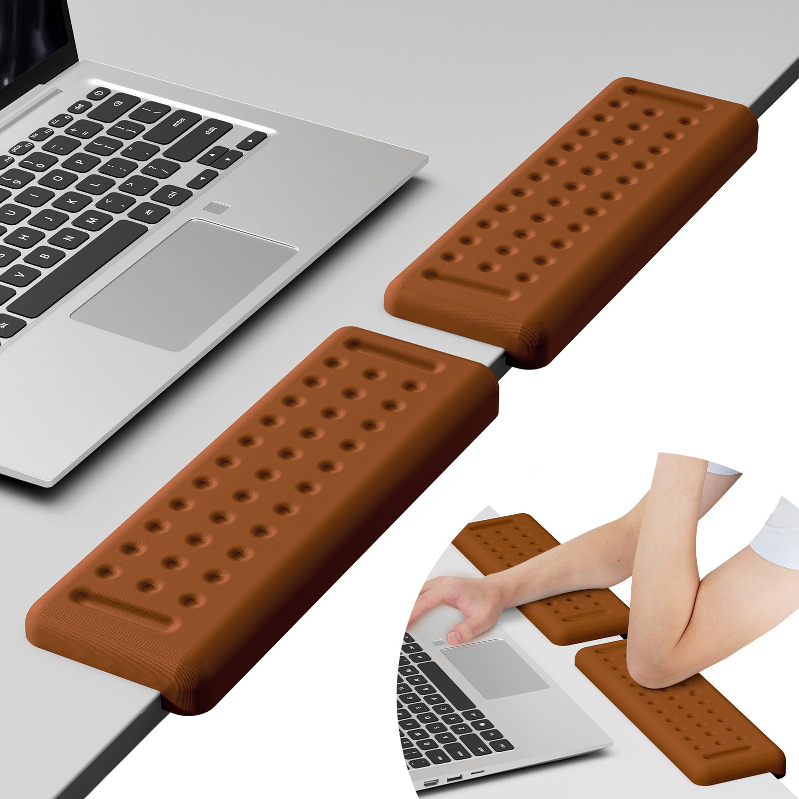 Leolee L-Shaped Desk Elbow Pads for Desk, Brown Arm Rest for Desk