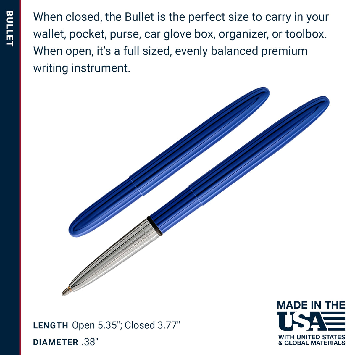 Fisher Space Pen Blueberry Pressurized Ballpoint Bullet Pen, Gift Box