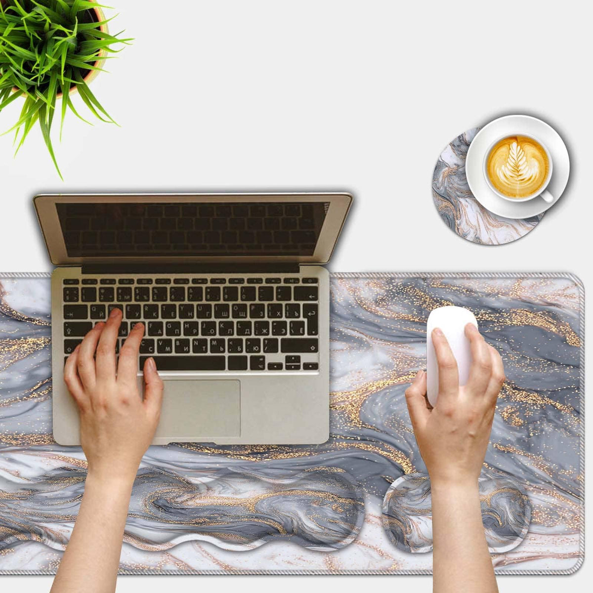 FGDRFGRW Mouse Pad Set,(31.5×11.8 in) Desk Pad + Keyboard Wrist Rest Support + Mouse Wrist Rest +